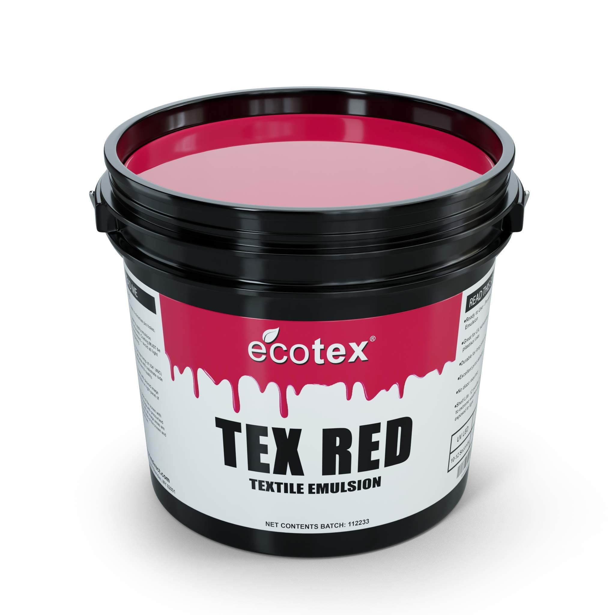 Ecotex® Tex-Red Screen Printing Emulsion (Quart - 32oz.) Pre-Sensitized Photo Emulsion for Silk Screens and Fabric - for Screen Printing Plastisol Inks, Pure Photopolymer Screen Printing Supplies