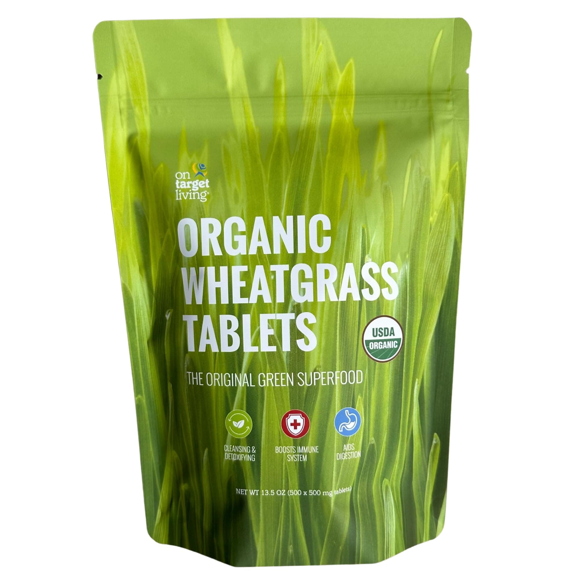 - On Target Living Wheatgrass Tablets- 500 Tablets | USDA Organic |