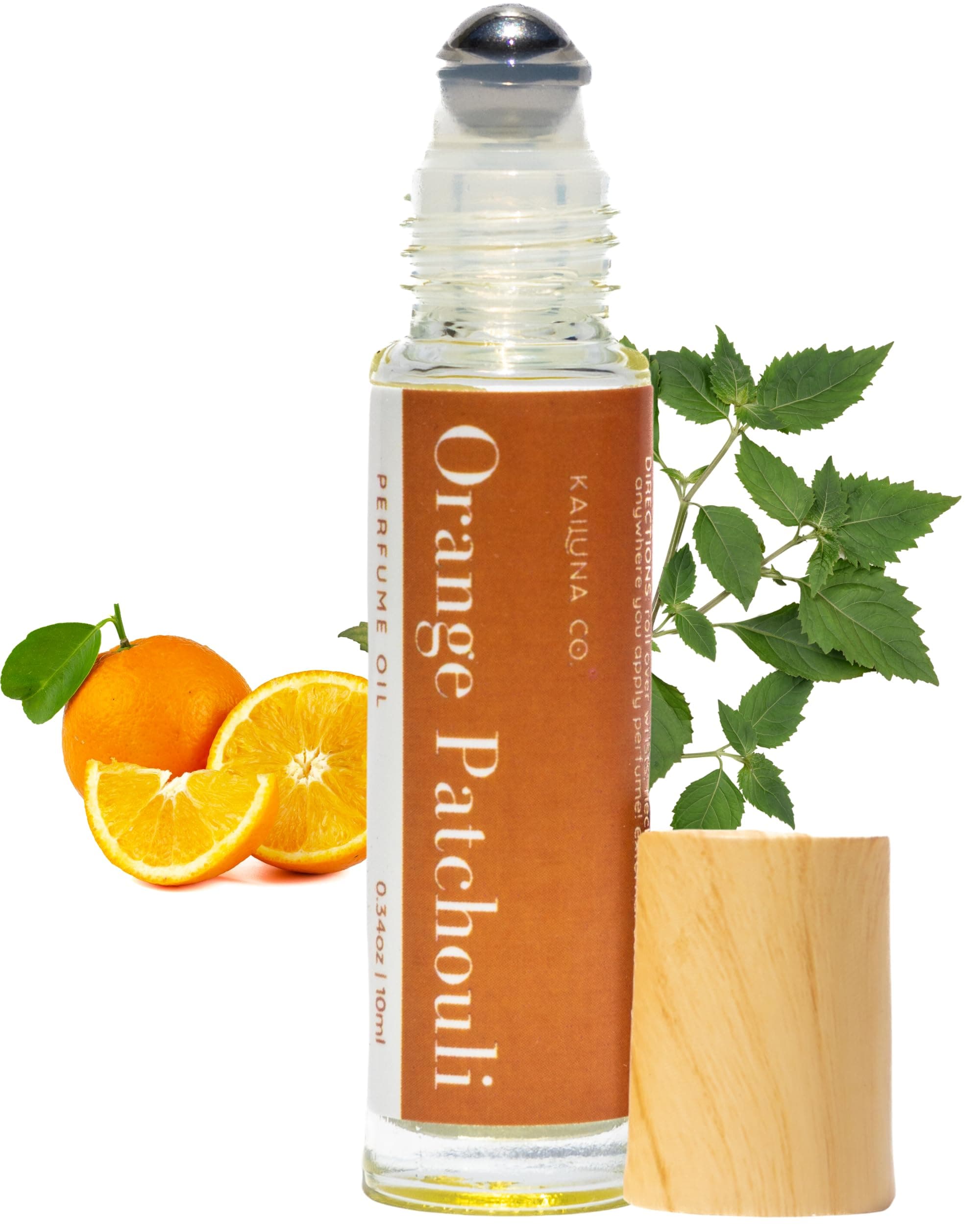 Orange Patchouli Delicious Natural Pure Essential and Fragrance Oil Perfume Roll On with Organic Jojoba Oil, Eau de Toilette, Alcohol Free, Small-Batch, Made in California, 0.34 Fl Oz