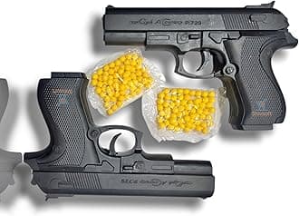 - Shivsoft® Hand Gun Toy for Kids, PUBG-Inspired Pistol with 8-Round Reload, 6mm BB Bullets (50 Pcs), Guns & Darts Playset, Safe Plastic Toy Gun for Indoor & Outdoor Fun, Black (Pack of 2)