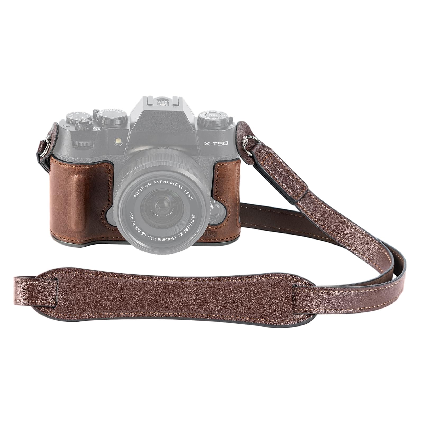 SMALLRIG X-T50 Half Leather Case Kit with Shoulder Strap, Retro Style Camera Case with Aluminum Alloy Frame for FUJIFILM X-T50, Brown - 4710