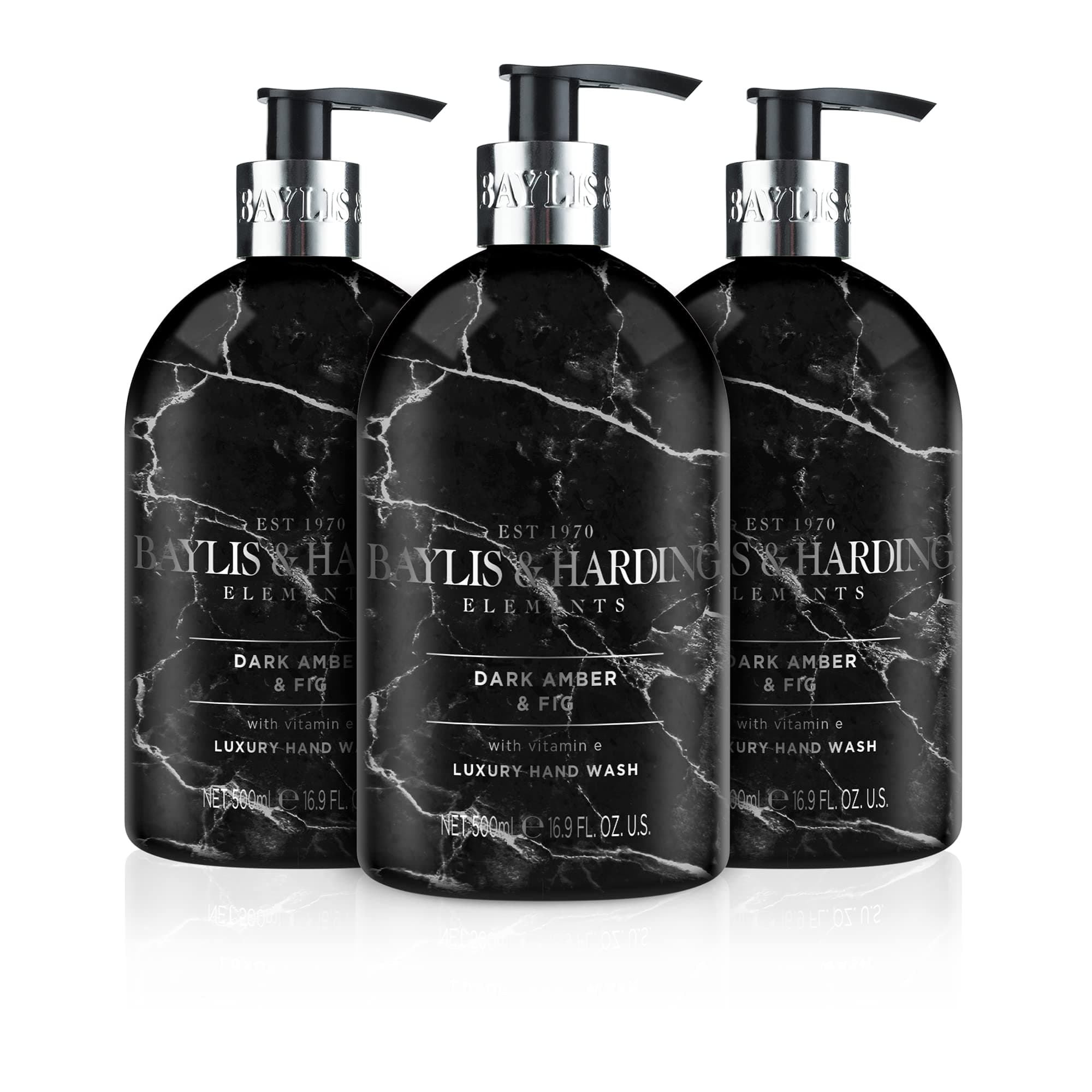 Elements Dark Amber & Fig Hand Wash, 500ml (Pack of 3) | Vegan| Enriched in Vitamin E | Nourishing, Hydrating & Moisturising Formula | Paraben Free