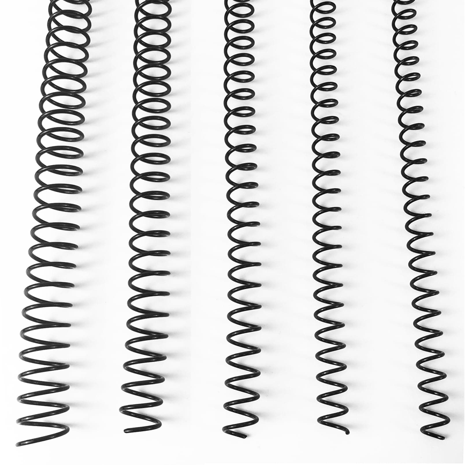 Binditek 60 Pack Plastic Spiral Binding Coils, Multi Size (8mm, 10mm, 11mm, 14mm, 16mm), 3:1 Pitch, 36-Loop, for Lettersize, for Students and Coworkers