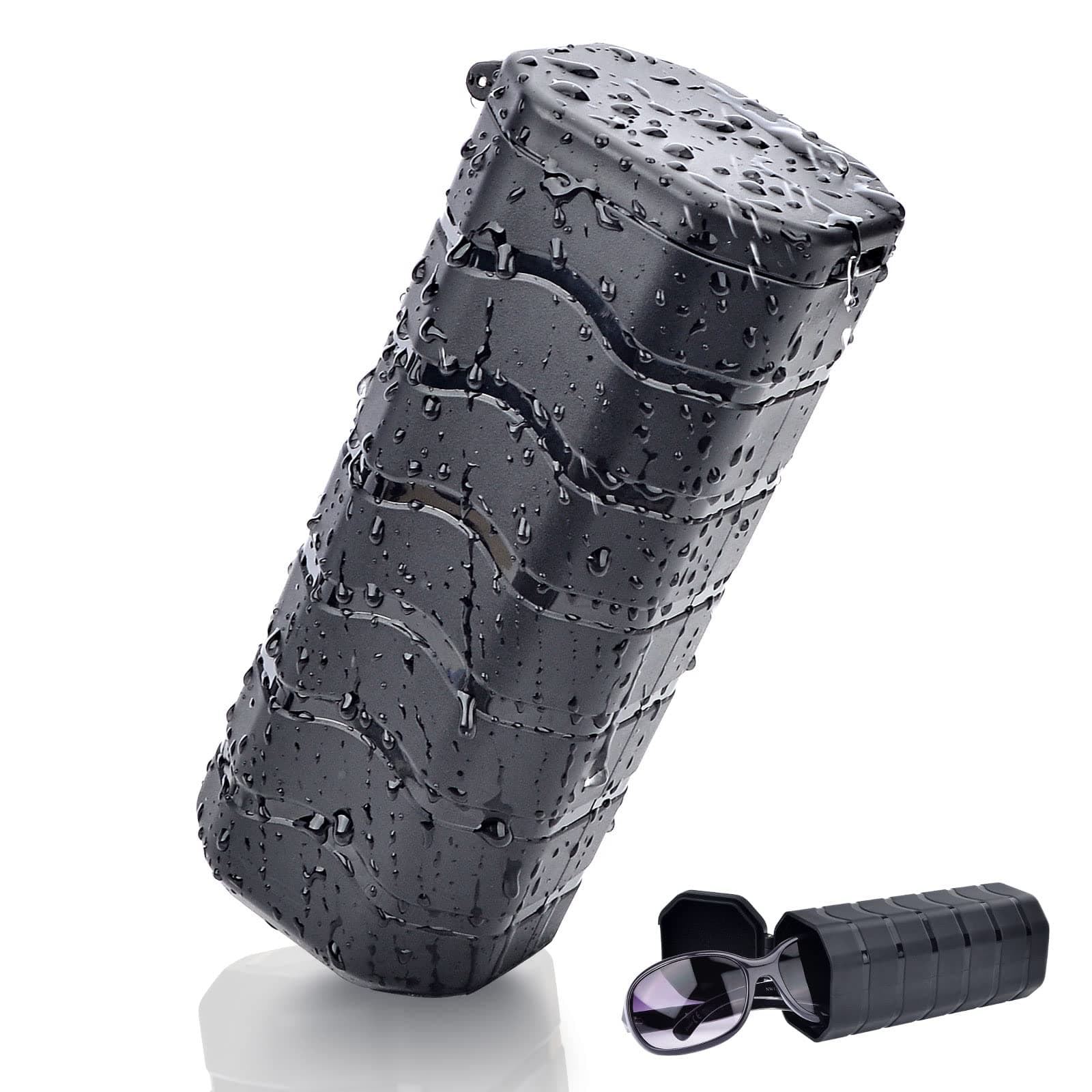 Sunglasses Case Hard Shell, Sturdy and Resilient Eyeglasses Case, Dust and Scratch Resistant Protective Can Storage Container, Glasses Case Compatible with Bose, Oakley, Black, One size