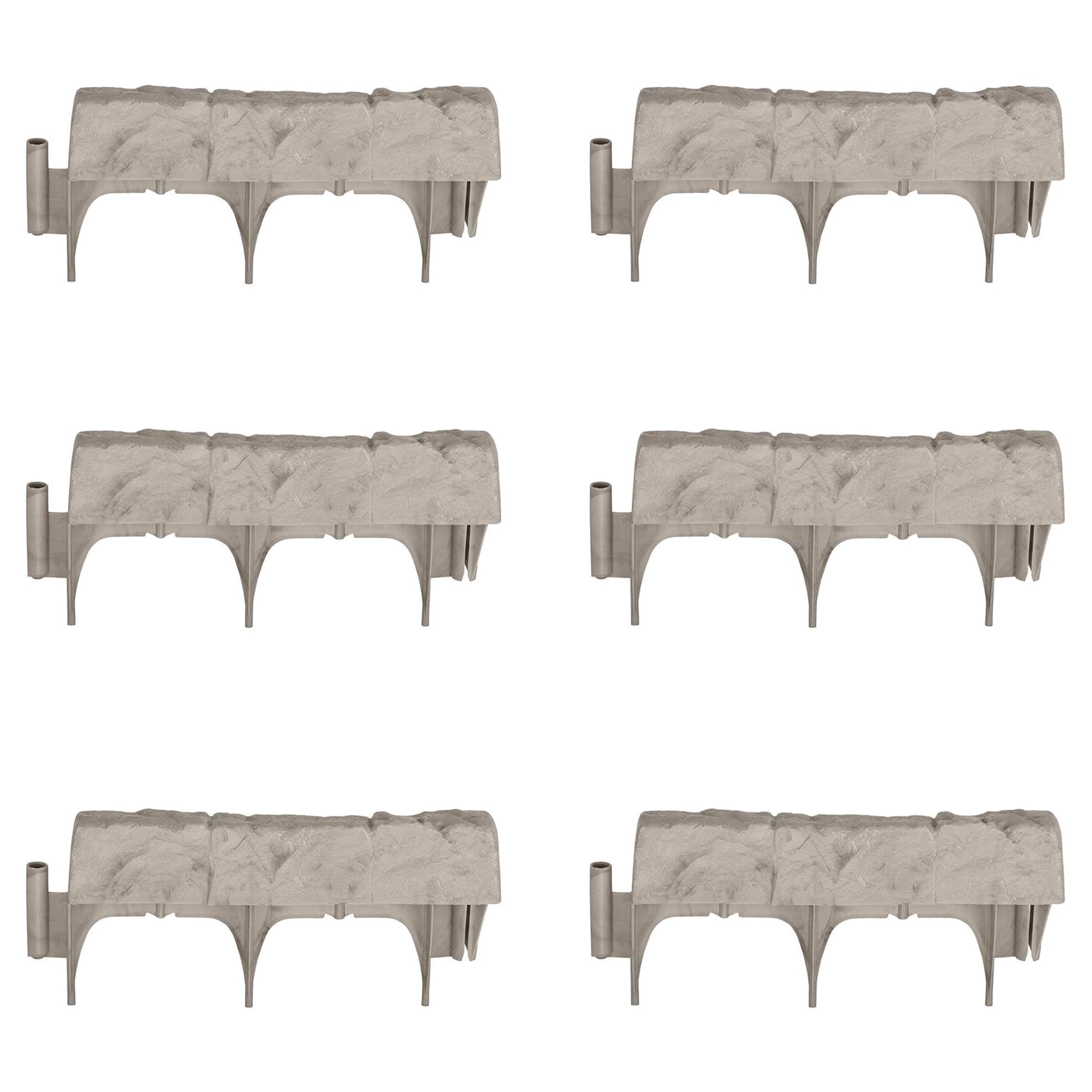 Suncast Interlocking Border Edging - Stone -Like Poly Construction for Garden, Lawn, and Landscape Edging - Water Resistant Border for Containing Trees, Flower Beds and Walkways - Light Taupe, 20