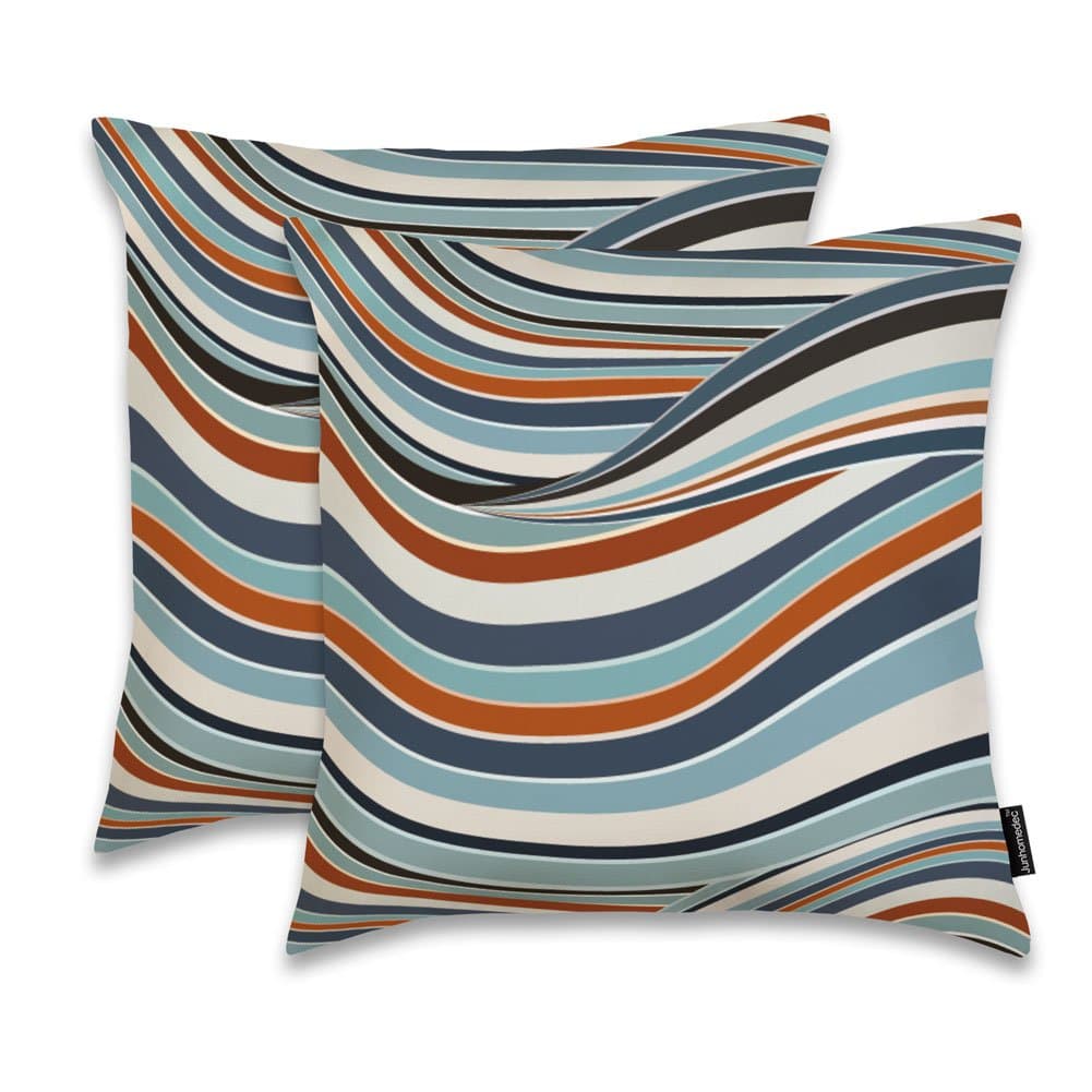 Throw Pillow Cover Shell Flow Line Decorative Cushion Case Square 18"x 18" For Sofa Couch Bedding - (Set of 2) Zippered (Geometric 009A1)