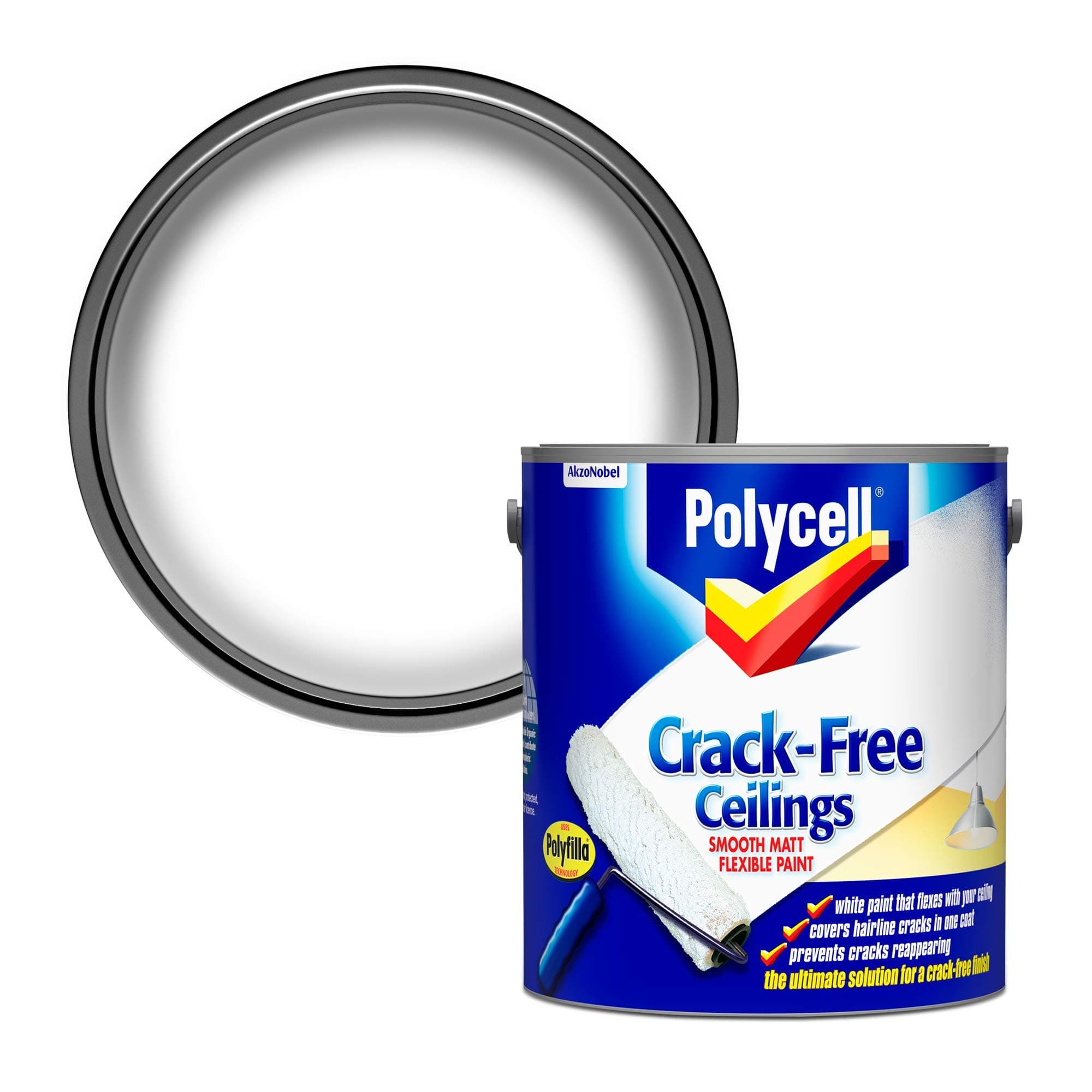 Polycell Crack-Free Ceilings Smooth Matt, White, 2.5L