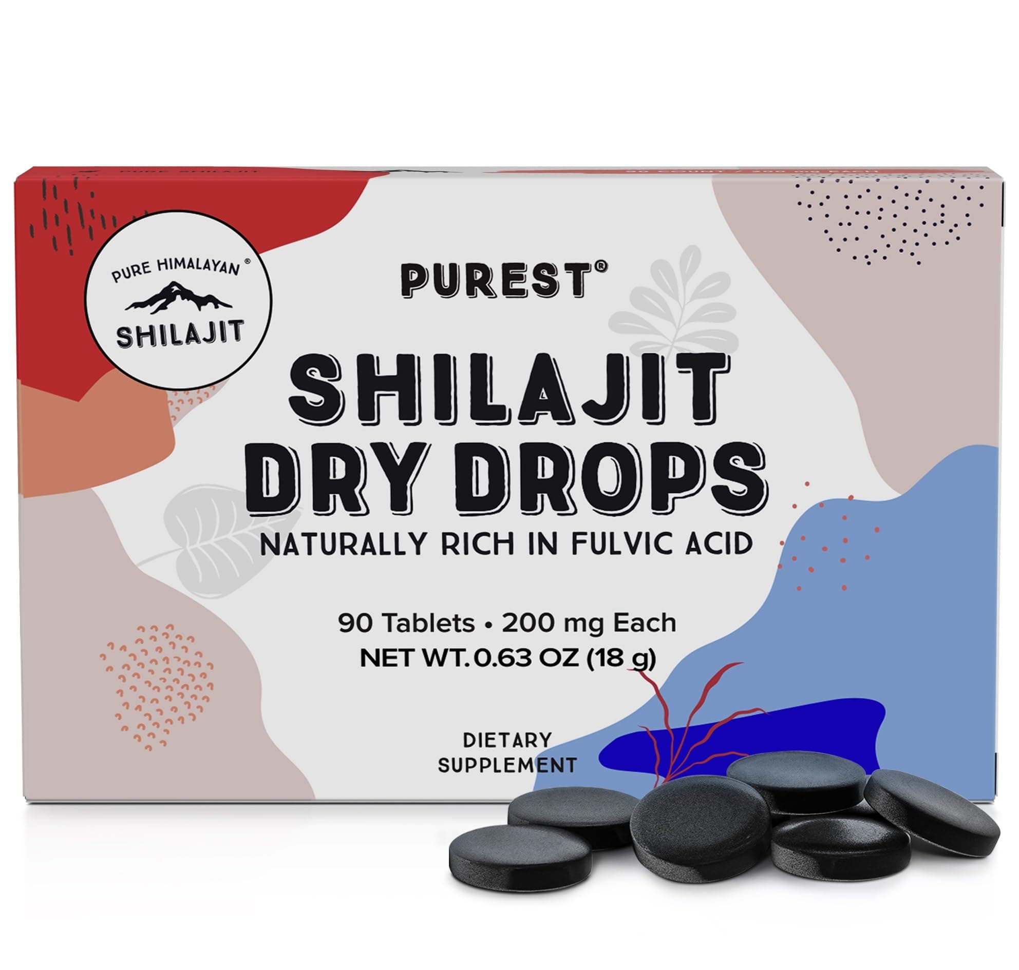 Dry Drops (90 Tablets, 200mg Each) Maximum Potency Pure Shilajit for Men with 85+ Trace Minerals & Fulvic Acid for Metabolism, Energy & Immune Support