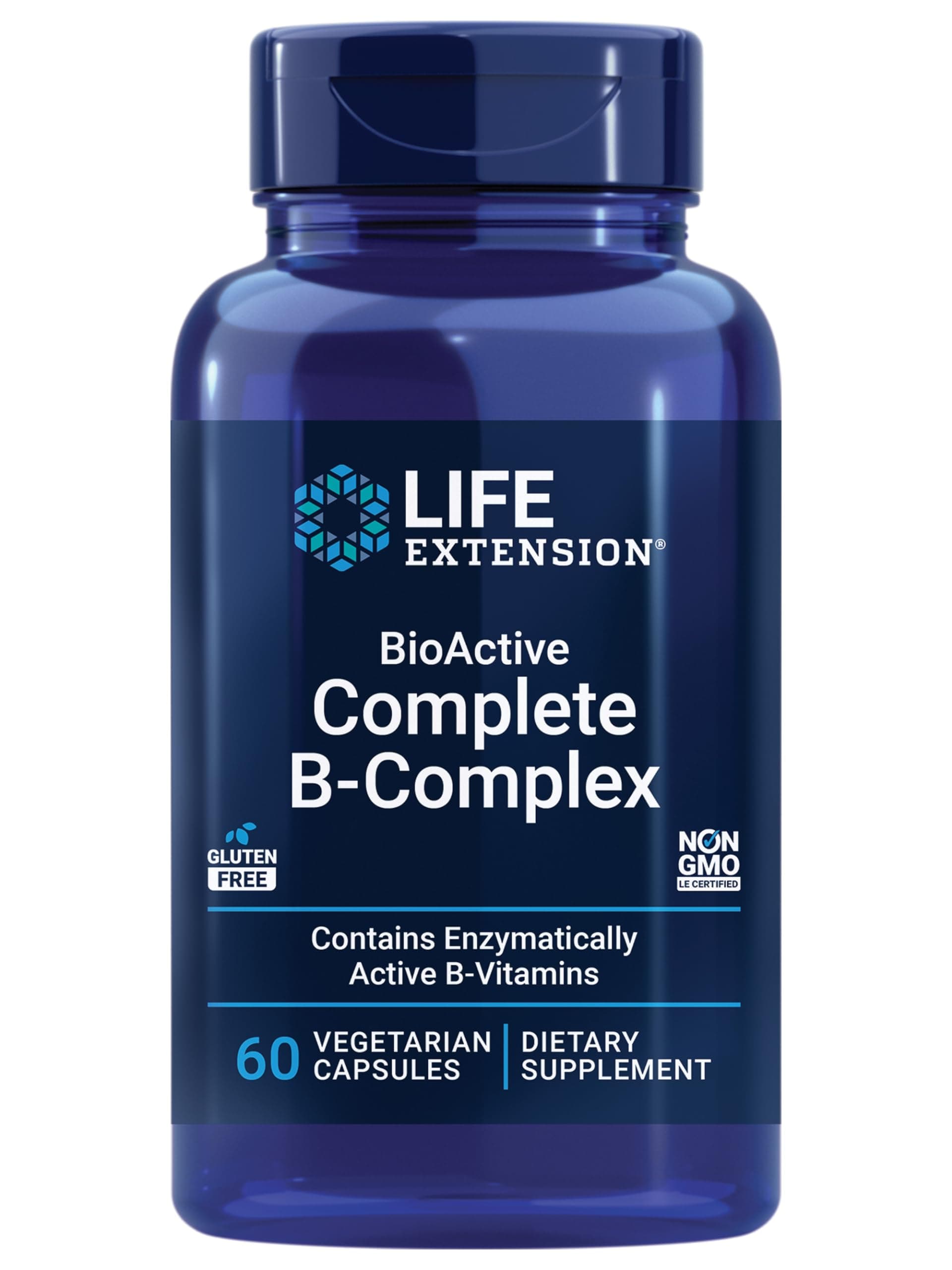 Life Extension BioActive Complete B-Complex, Heart, Brain and Nerve Support, Healthy Energy, Metabolism, Complete B Complex, 60 Vegetarian Capsules