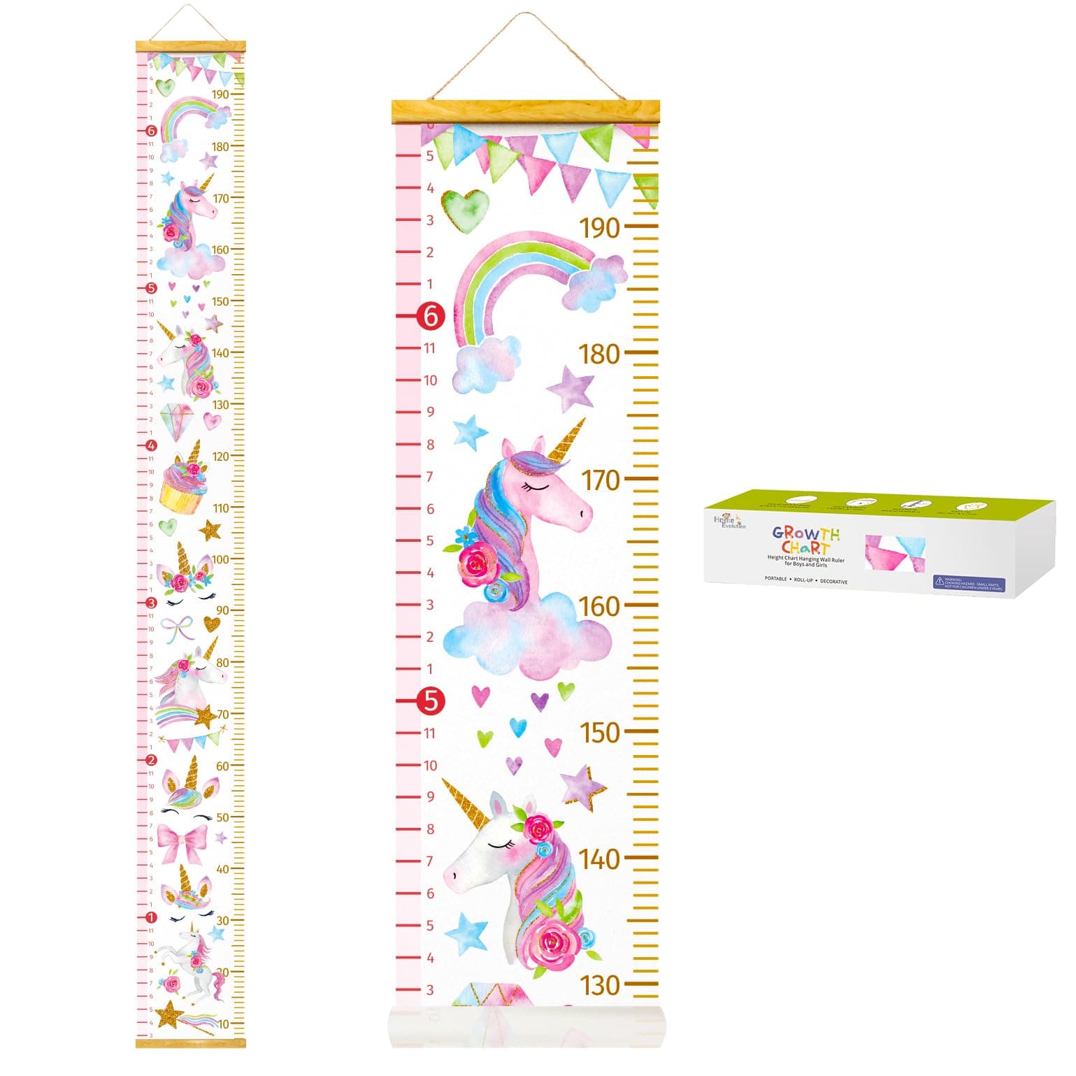 HomeEvolution Kids Growth Chart Height Measuring Chart, Classical Canvas Wall Hanging Rulers for Baby Children Girls Bedroom Decor (Unicorn)