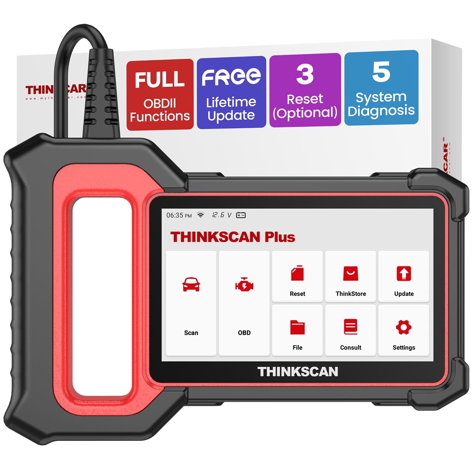 THINKCAR OBD2 Scanner, ThinkScan Plus S4 ABS,SRS,TCM,ECM,BCM Scan Tool with 3 Special Services Options, 94 Vehicle Brands Car Code Reader, FCA AutoAuth, Wireless Update