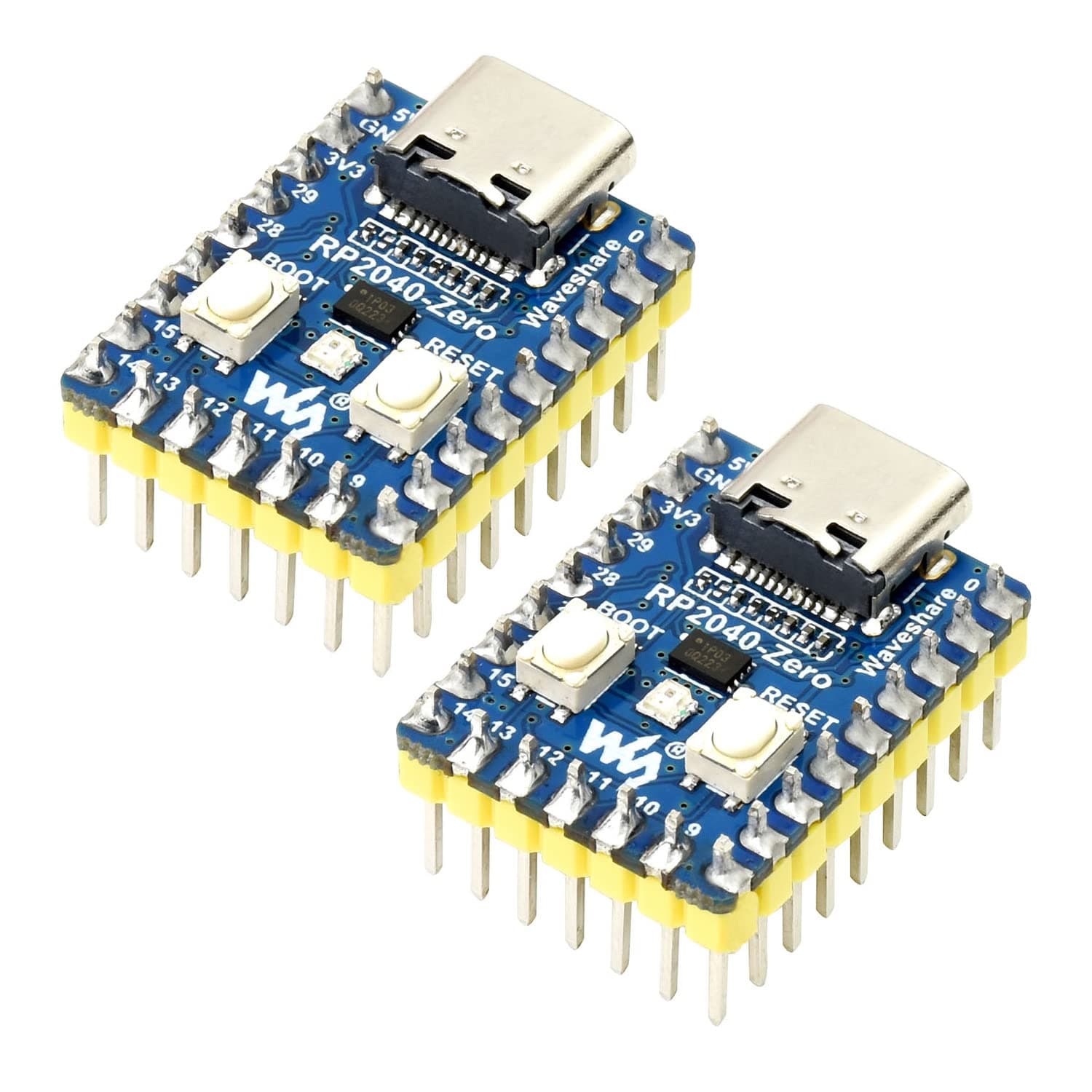 RP2040-Zero with Pre-soldered Header High-Performance Pico-Like MCU Board Based On Raspberry Pi Microcontroller RP2040 Castellated Module Allows Soldering Direct to Carrier Boards-2pcs