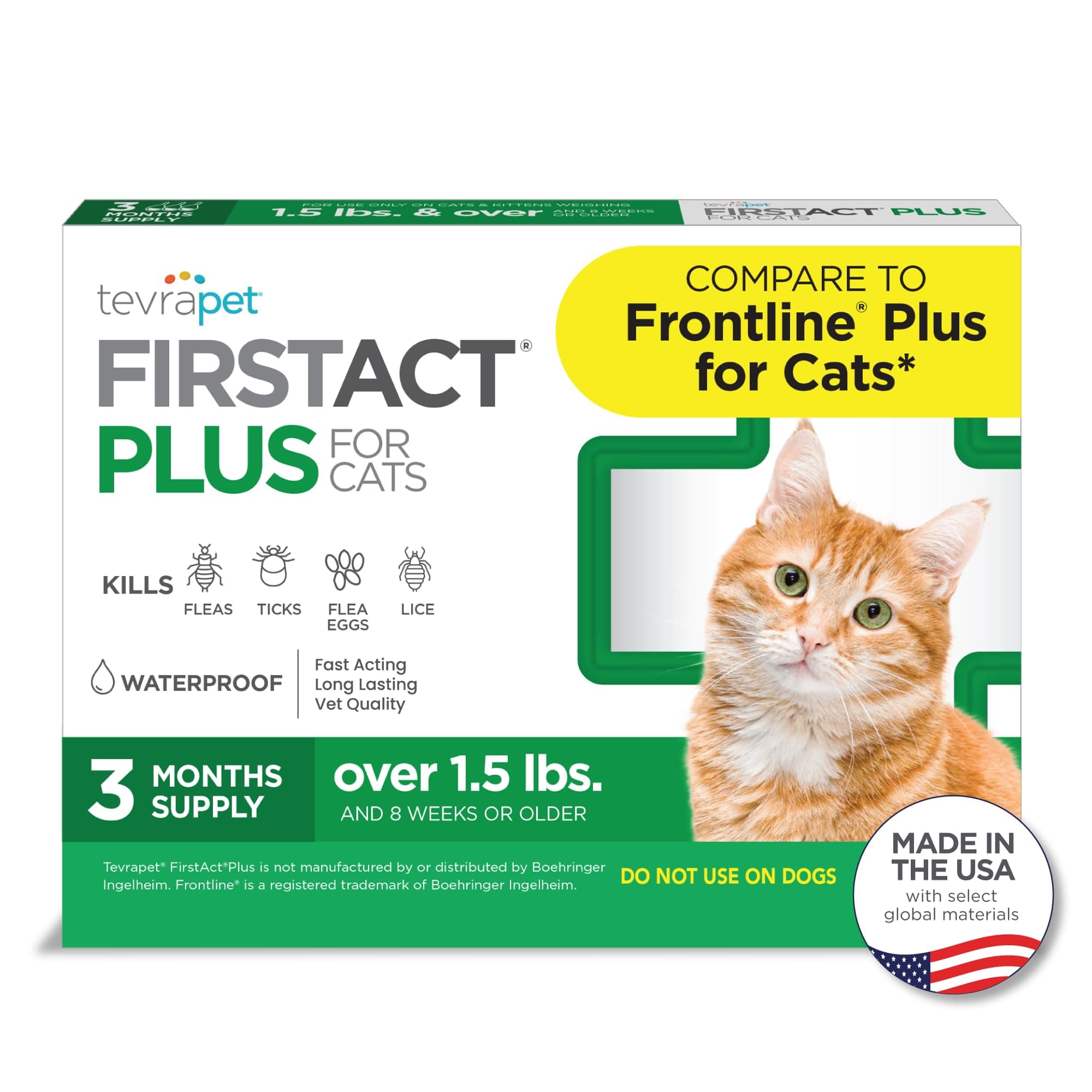 TevraPet First Act Plus Flea and Tick Topical for Cats (1.5lbs)