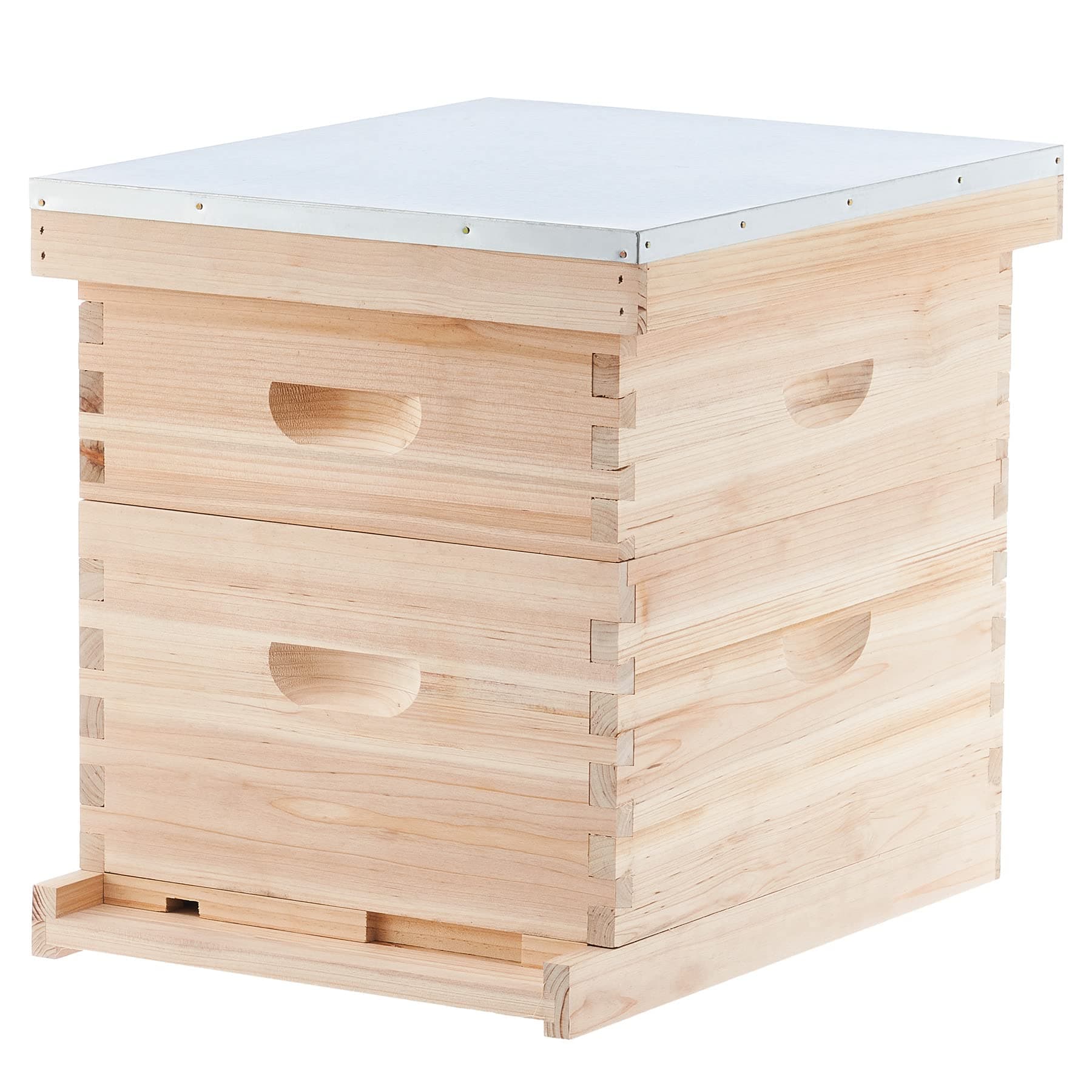 CREWORKS Bee Hive Boxes 10 Frame Langstroth Beehive, Bee Keeping Starter Kit Includes 1 Super Bee Box & 1 Bee Brood Box with Beehive Frames and Foundation, 2 Layers Complete Bee Hive Kit