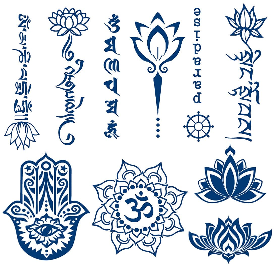LEOARS Semi Permanent Temporary Tattoos Sticker, 6-Sheet 2 Weeks Long Last Lotus Flower Tattoos, 100% Plant-Based Ink Infinity Waterproof Tattoo Stickers