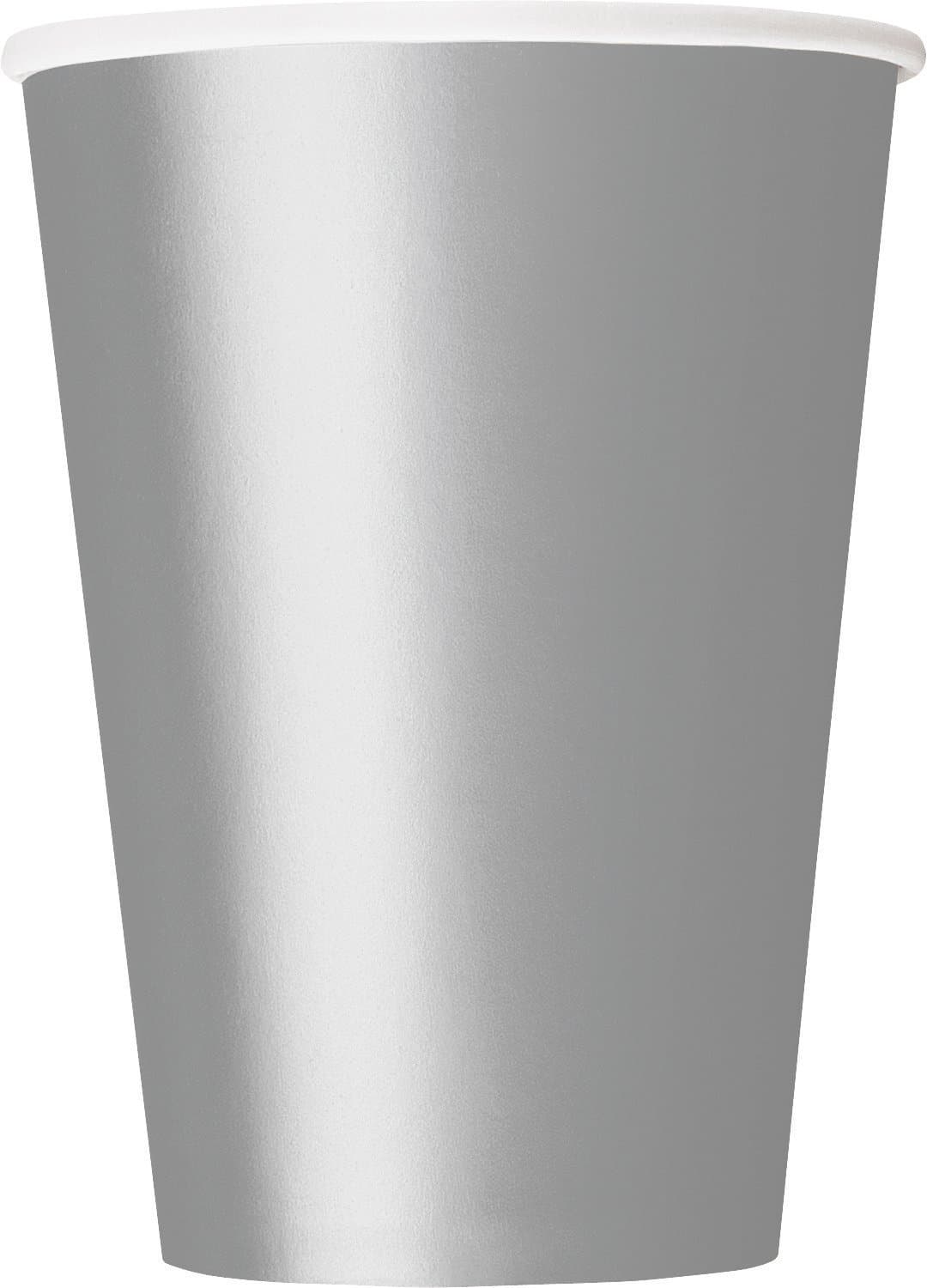 Silver Solid Paper Cups - 12 oz (Pack Of 10) - Disposable Drinkware - Perfect For Parties, Events & Gatherings