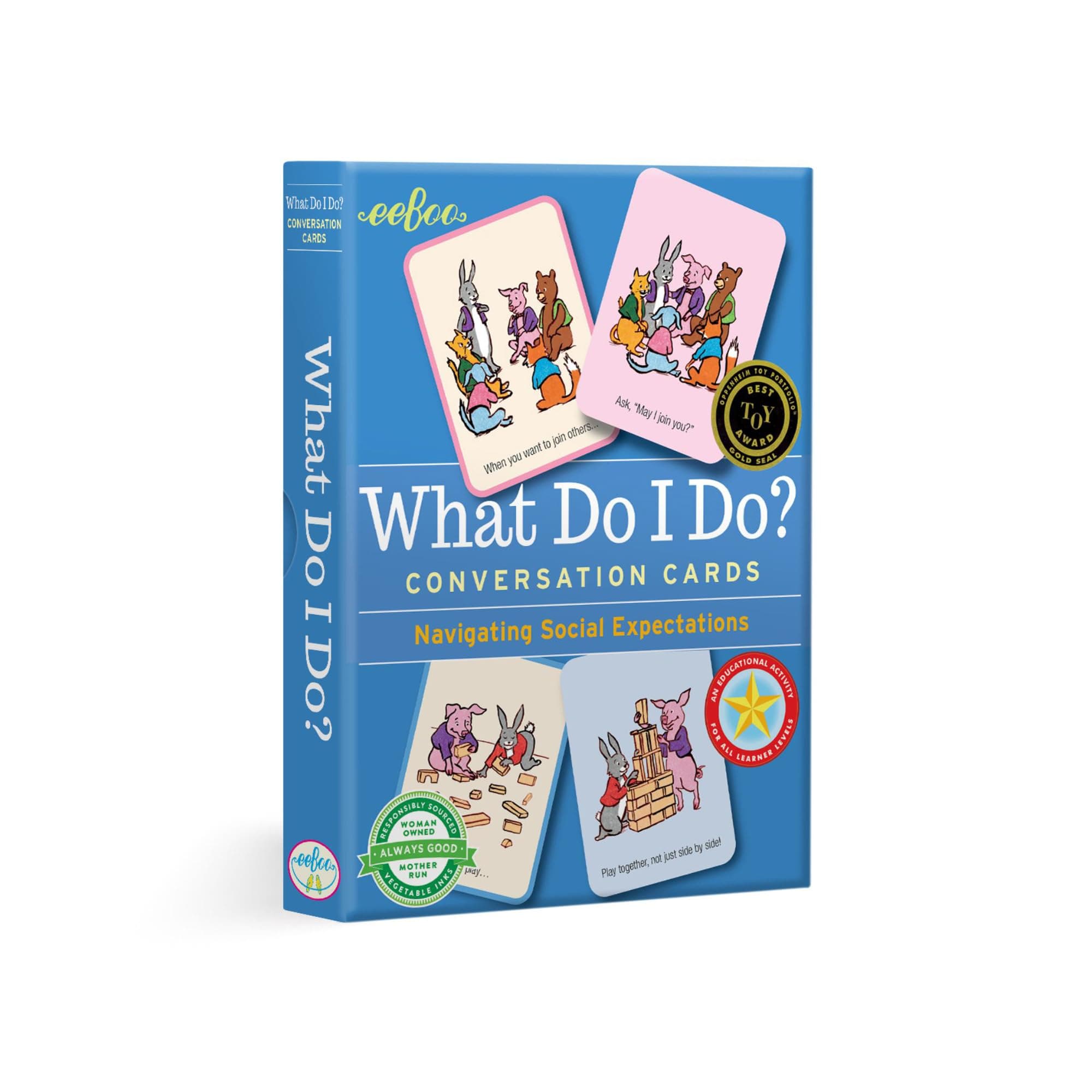 eeBoo: What Do I Do - 48 Conversation Flashcards, Develops Empathy Through Friendly Illustrations of Social Situations, Develop Social and Emotional Intelligence, for Ages 3 and up