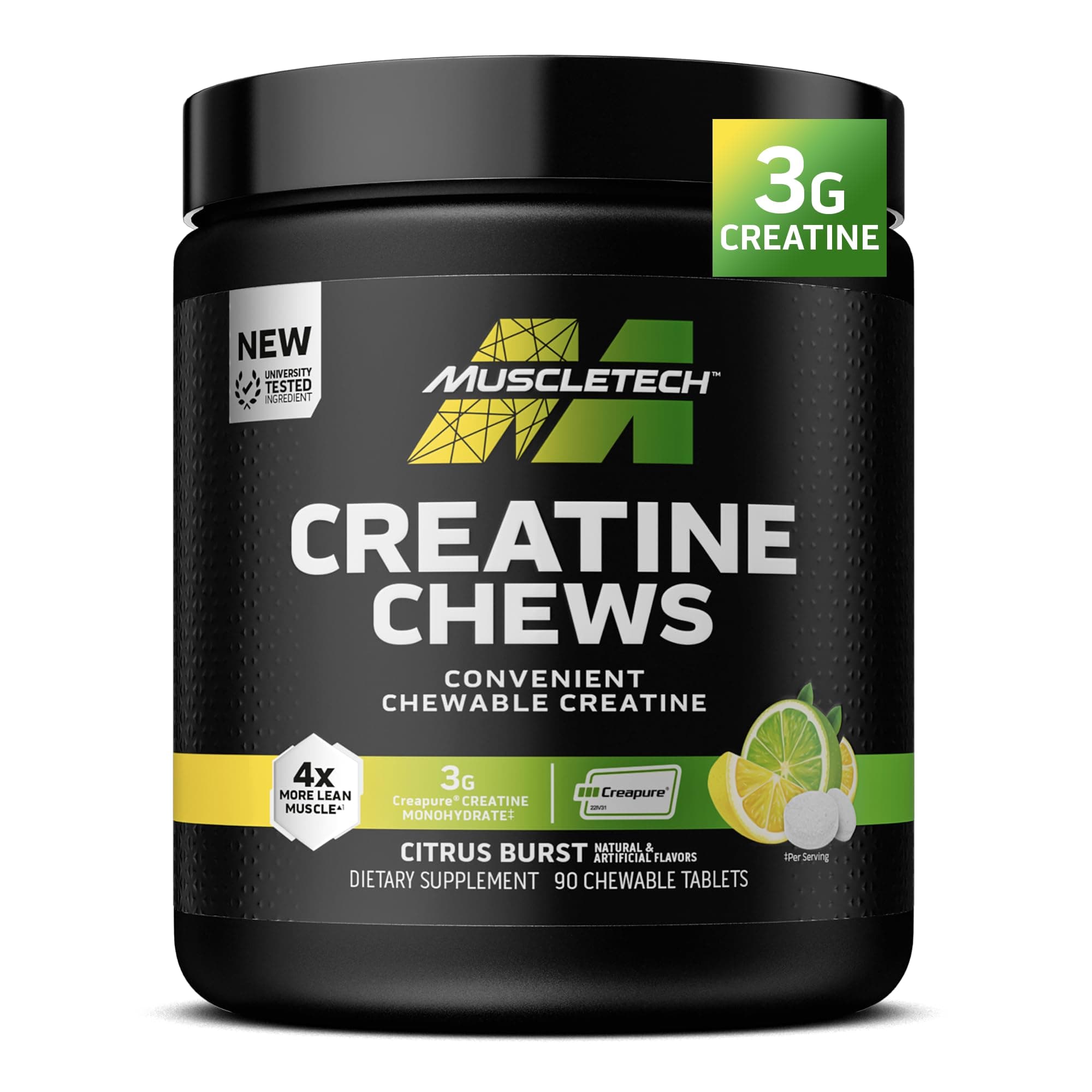 MuscleTech, Creatively, Citrus Burst, Chewable Tablets 90 Tablets (0.04 oz per tablet)
