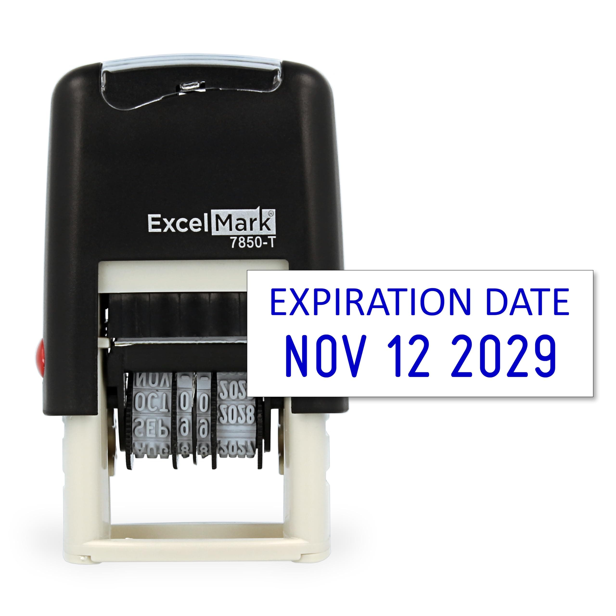 Expiration Date - ExcelMark Self-Inking Rubber Date Stamp - Compact Size - Blue Ink