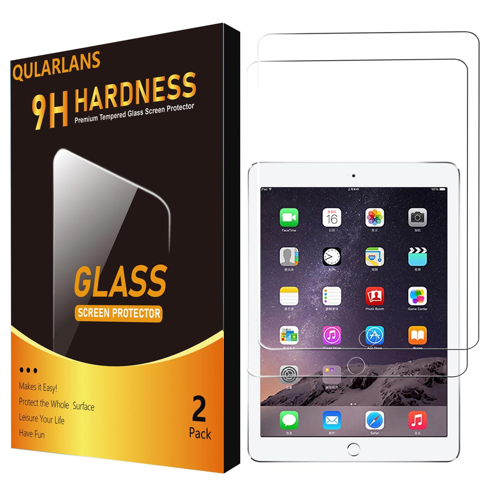 2 Pack Screen Protector for iPad 6th 5th Generation 9.7 Inch 2018/2017, iPad Pro 9.7 2016, iPad Air 2/1 2014/2013, 9H Tempered Glass, Apple Pencil Compatible, Case Friendly