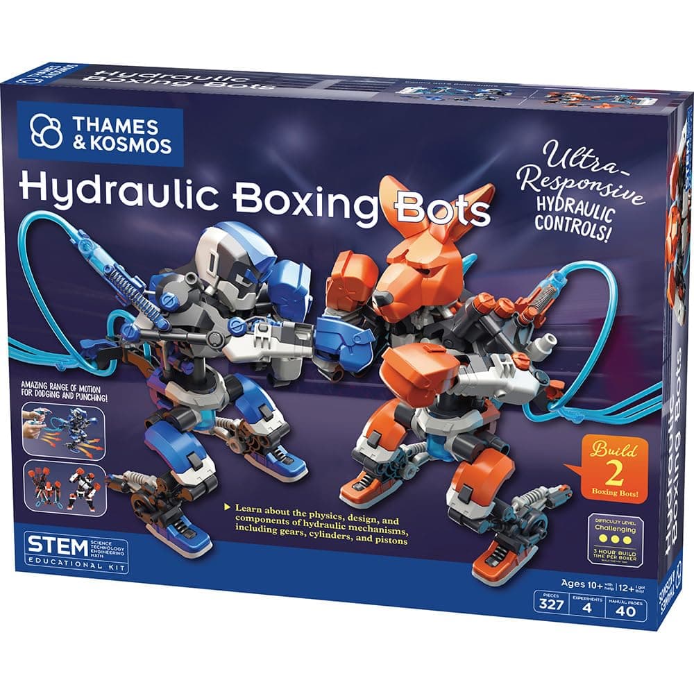 Thames & Kosmos Hydraulic Boxing Bots STEM Experiment Kit | Build Two Hydraulic-Powered Boxing Robots! | Explore Hydraulic, Water-Powered Systems | Challenge a Friend to a Robot Duel!