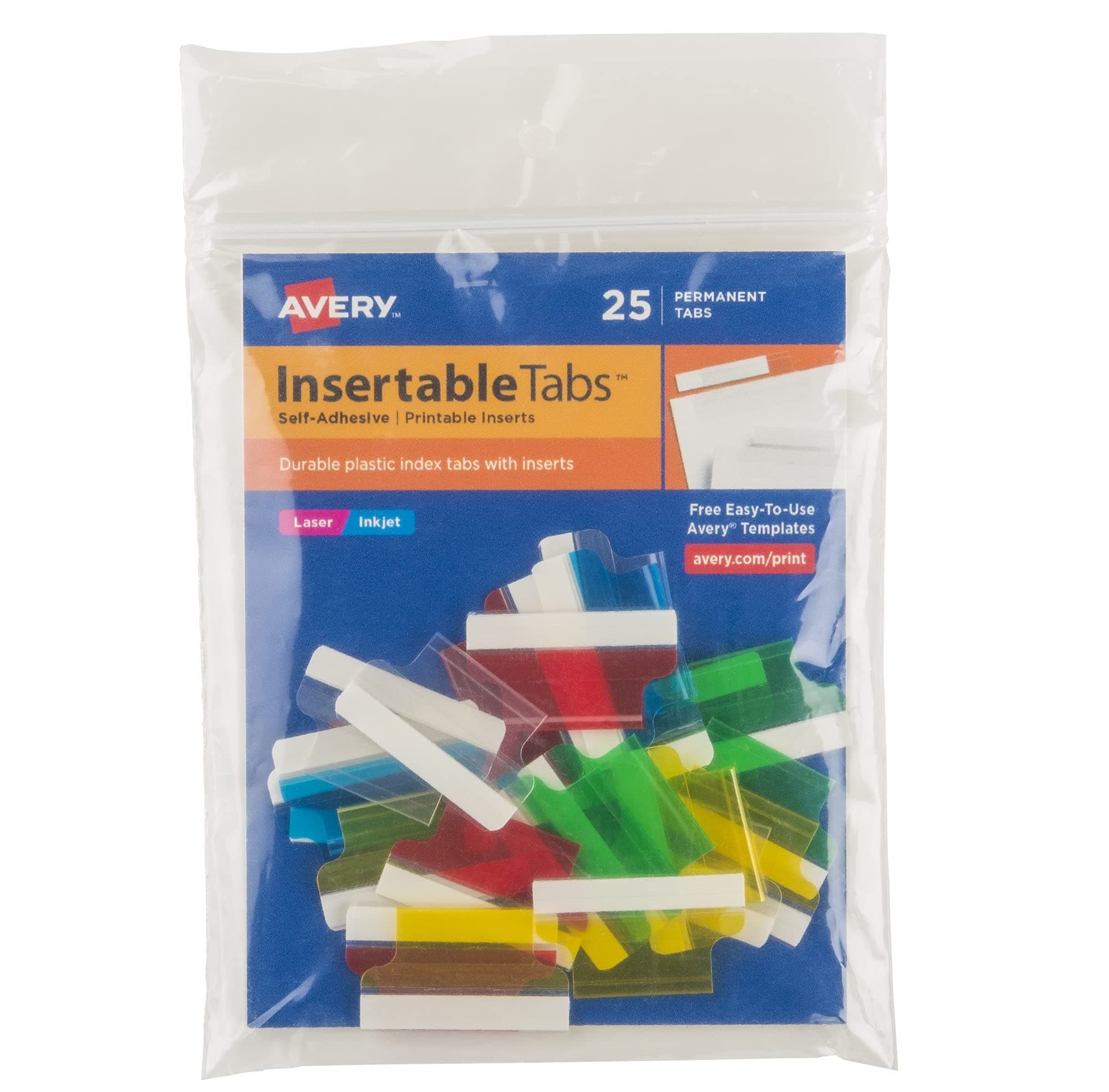 Avery Index Tabs with Printable Inserts, 1 Inch, 25 Tabs (16219)