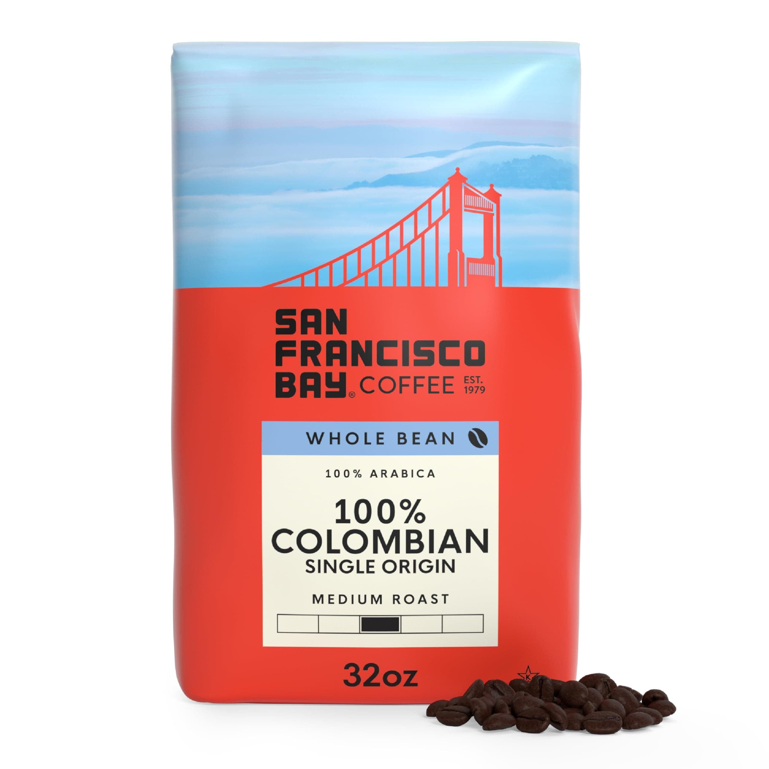 Whole Bean Coffee - 100% Colombian (2lb Bag), Medium Roast