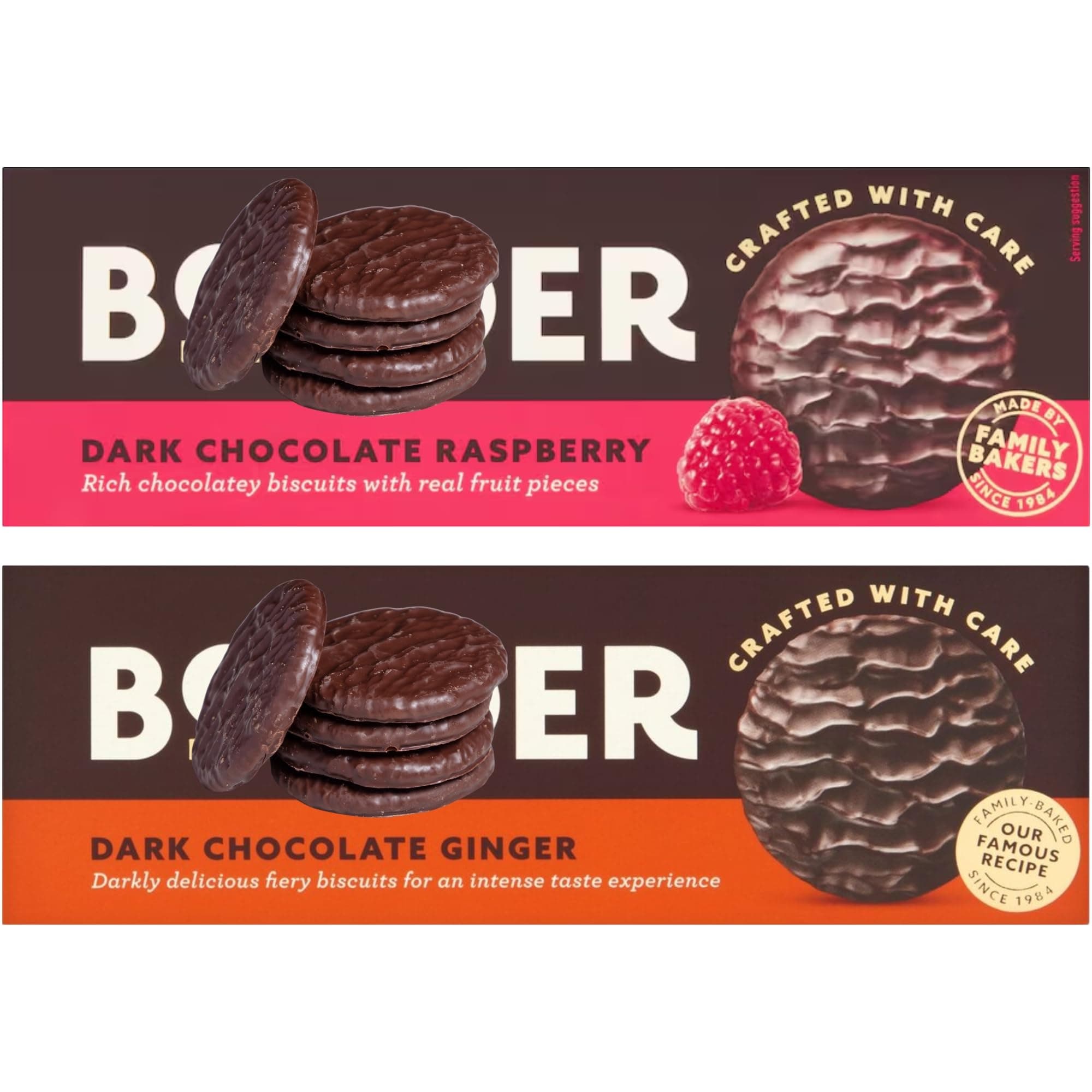 Biscuits Bundle With Border Dark Chocolate & Ginger Biscuits 150g and Dark Chocolate Raspberry 150g (2 Pack)