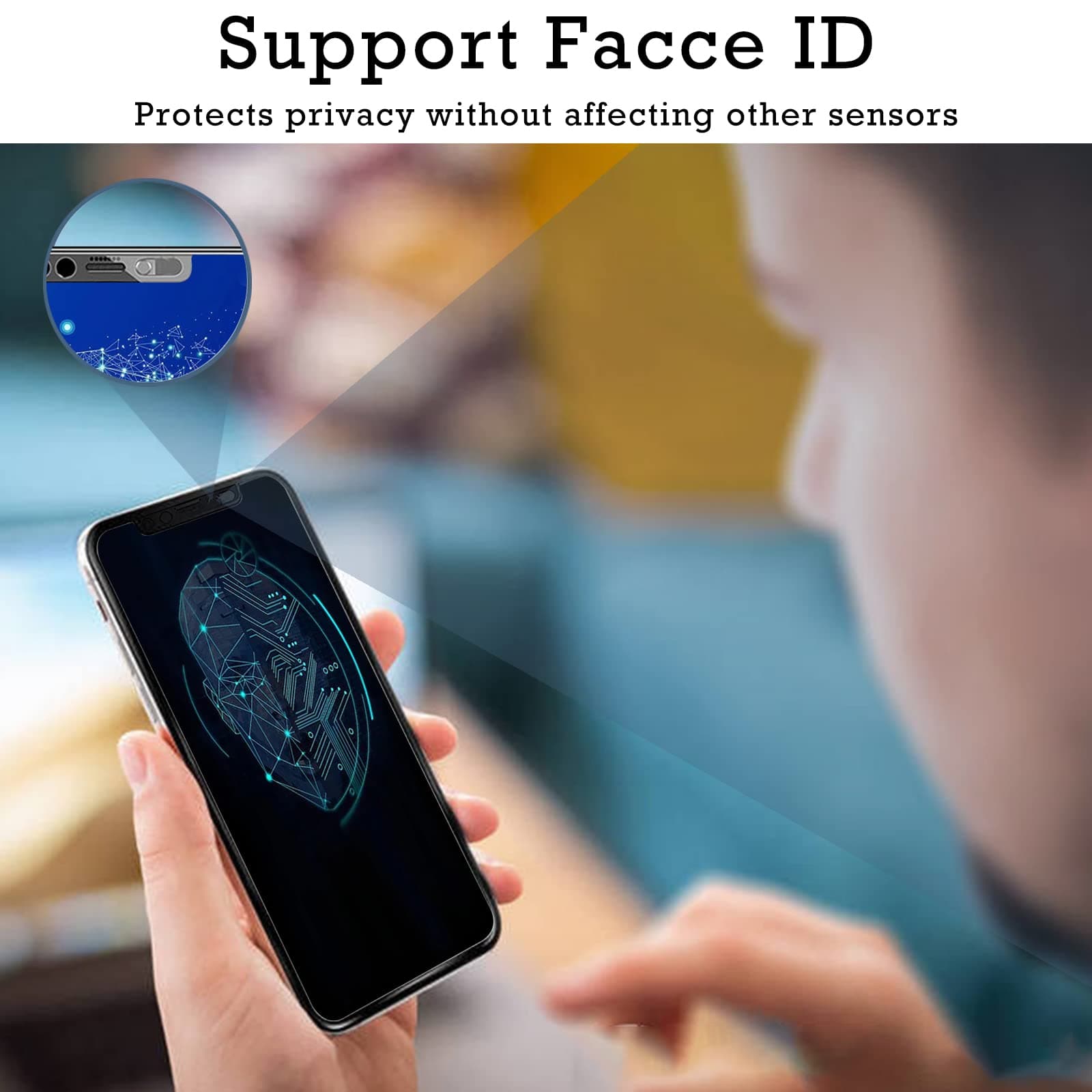 EYSOFT Screen Protector with Front Slide Camera Cover Compatible with iPhone 12 Pro Max,HD Tempered Glass Screen Protection and Spy Cover Protect Privacy, Not Affect Face ID-2 Pack