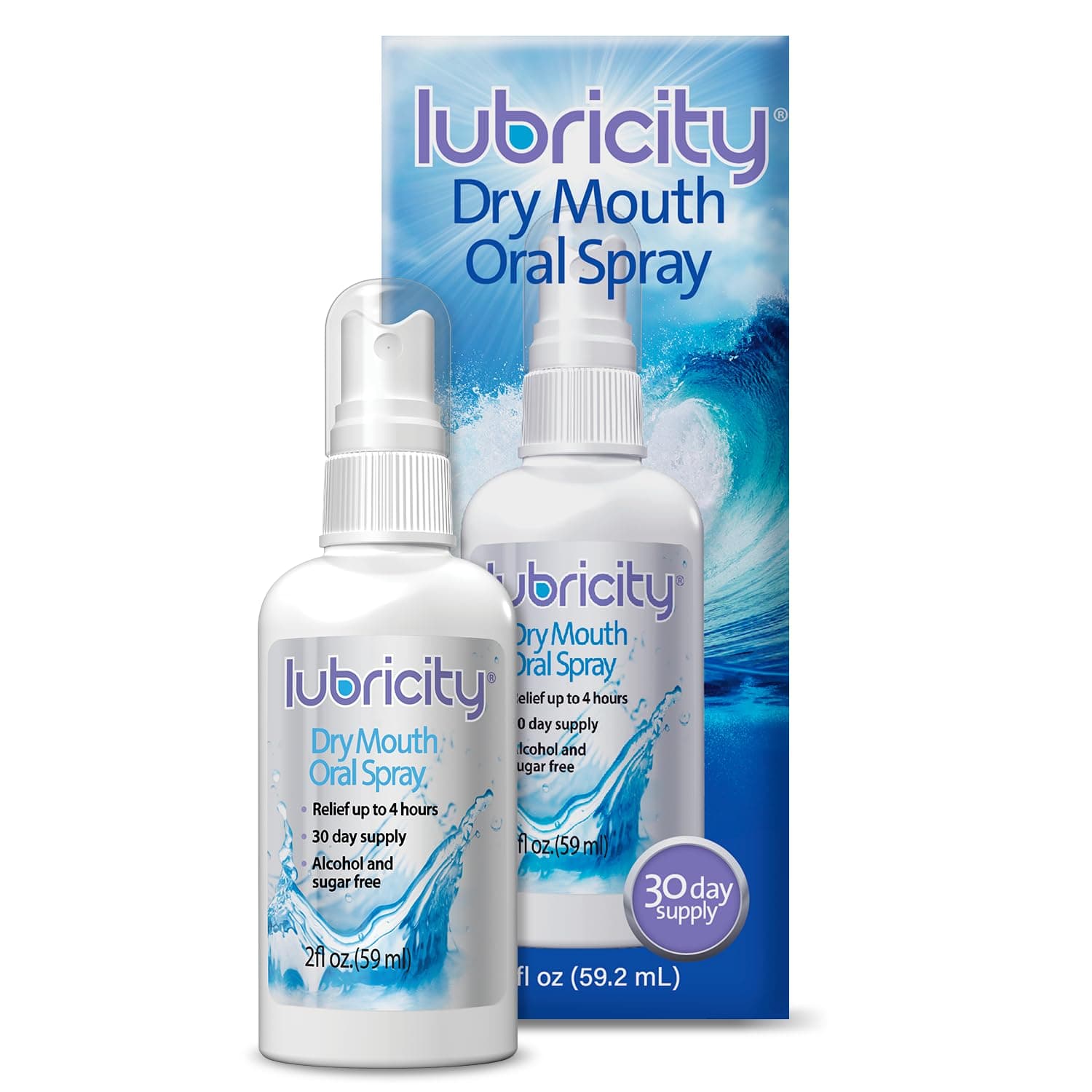 Lubricity Dry Mouth Oral Spray for Symptomatic Relief of Dry Mouth, Flavorless - 2 oz, 30 Day Supply