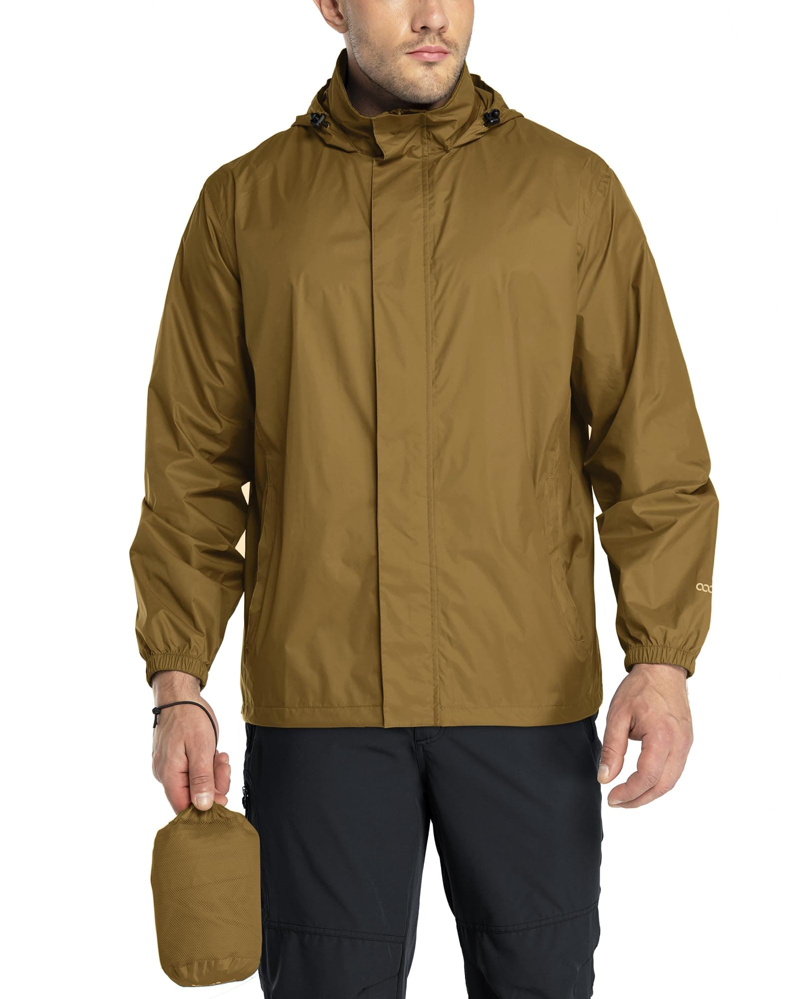 33,000ft Packable Rain Jacket Men's Lightweight Waterproof Rain Shell Jacket Raincoat with Hood for Golf Cycling Windbreaker