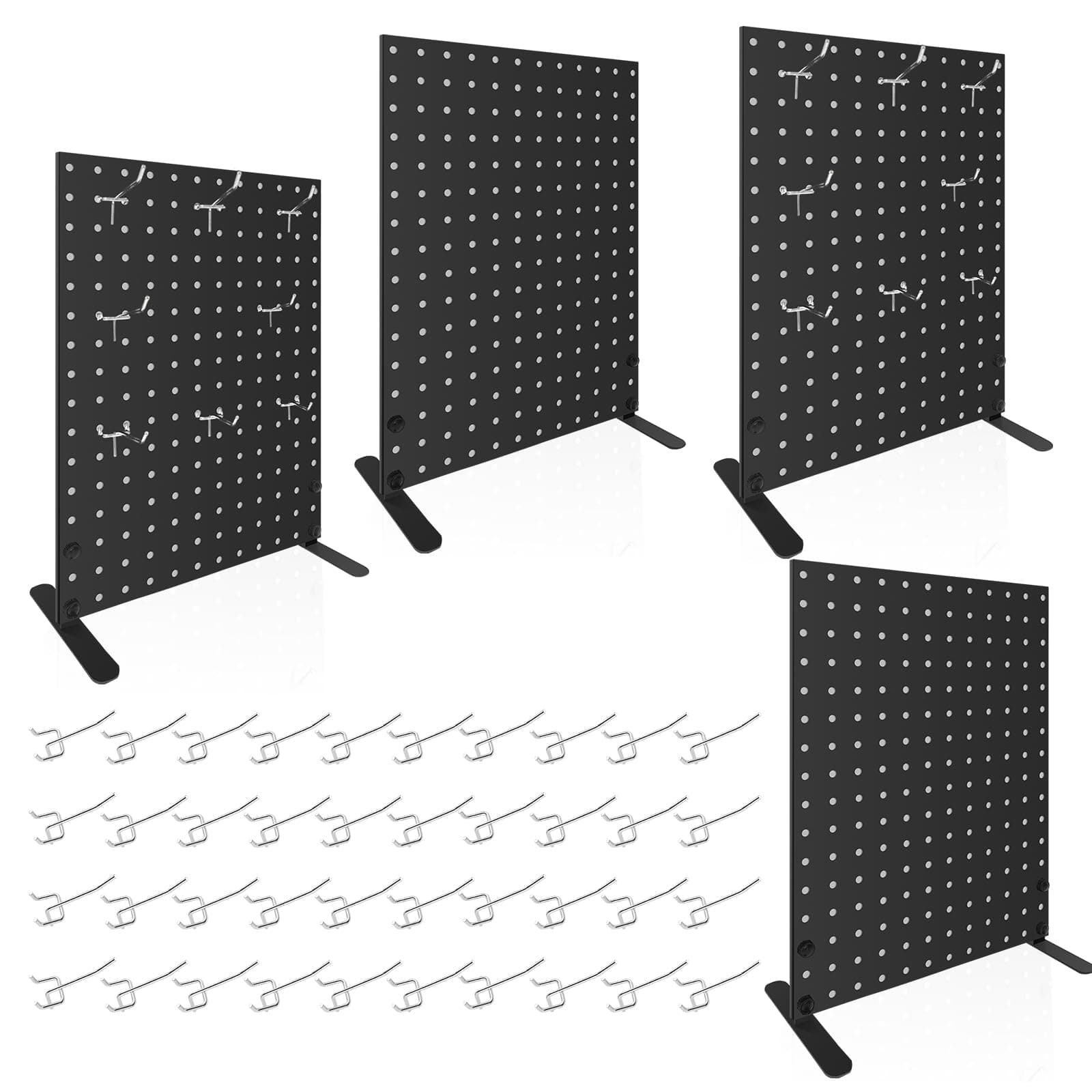 4 PCS Pegboard Display Stand With 40 Peg Hooks for Retail Craft Shows & Fairs - Metal Product Merchandise Display Rack for Selling Accessories, Display Stands for Boutique, Stores, Vendors & Events (4pcs)
