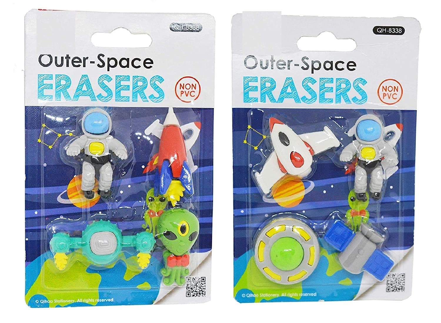 CracklesCutest Global Astronaut Outer Space Solar Pattern Erasers - Set of 2 for Birthday Gifts for Kids (Total Eight Erasers) for Birthday Return Gifts