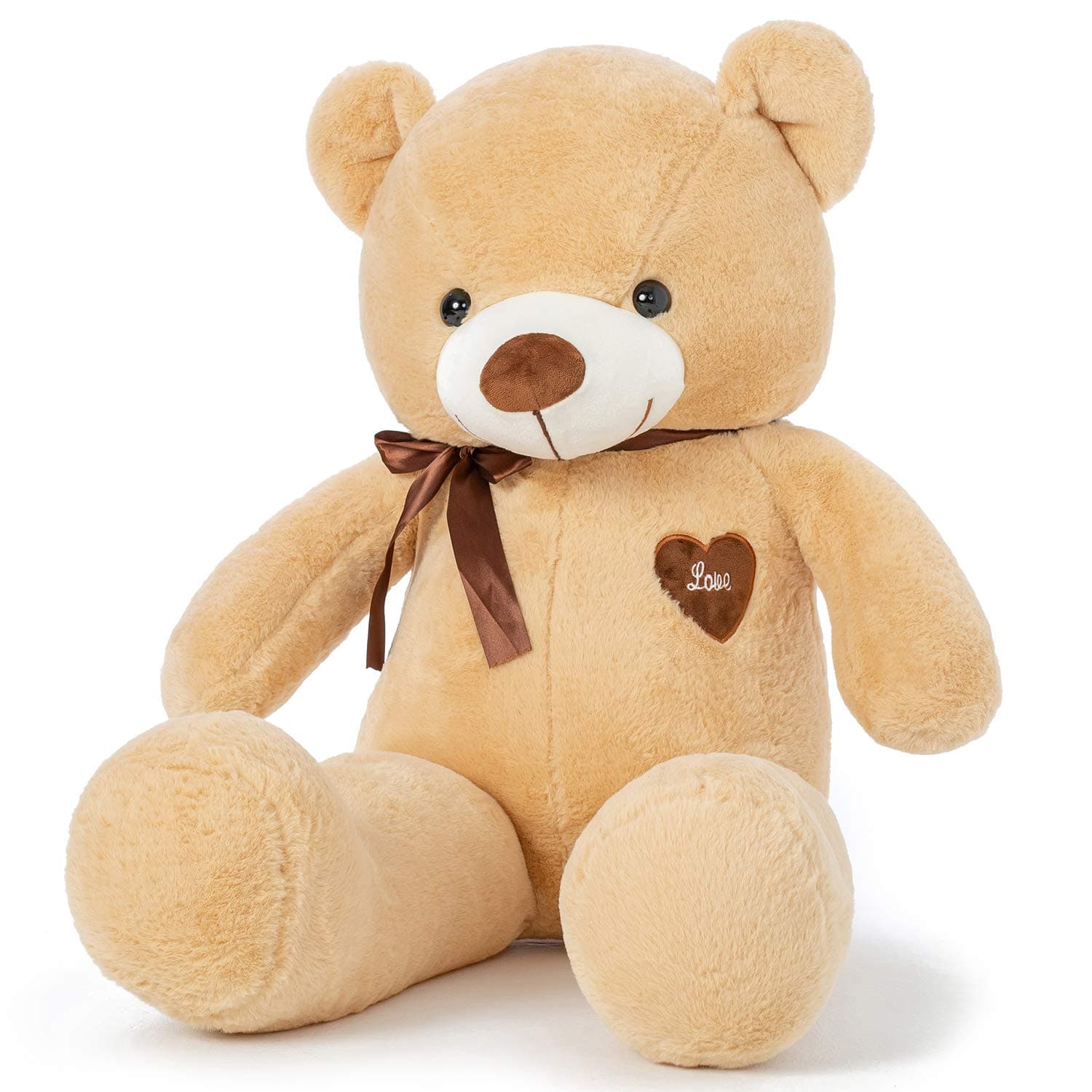 YunNasi Giant Teddy Bear Big Teddy Bear Large Stuffed Animal Toy Plush Teddy Doll With Love Heart and Ribbon (31.5 Inches/80cm, Light Brown)