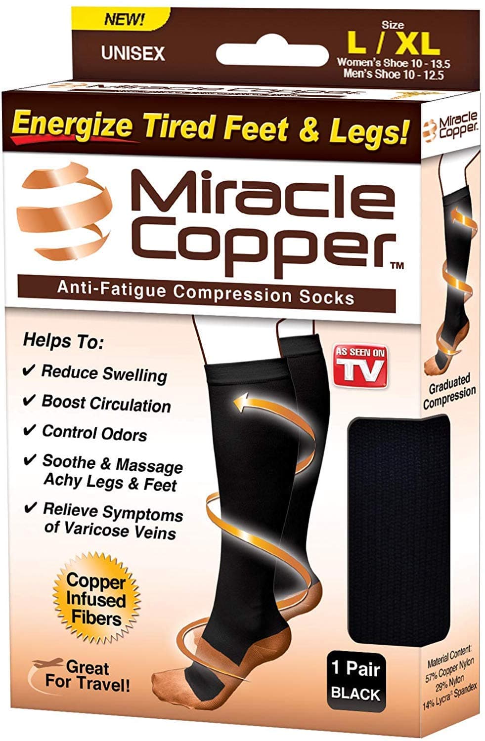 Miracle Copper Socks (Extra Firm) (Small/Medium, 1 Pair)