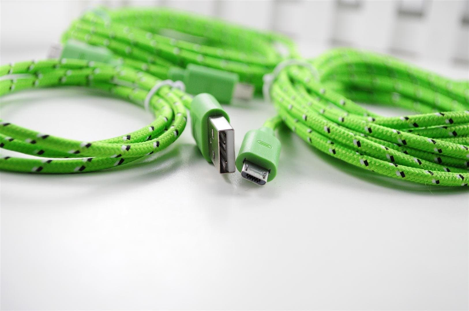 Lot Pack 3pcs 3FT 6FT 10FT (1M 2M 3M) Ruggedized Nylon Braided Fabric Cloth Jacket USB to Flat Micro USB Data Sync Cable Charging Cord for Samsung Galaxy S2 S3 S4 I9500 HTC Blackberry (Blue & Yellow)