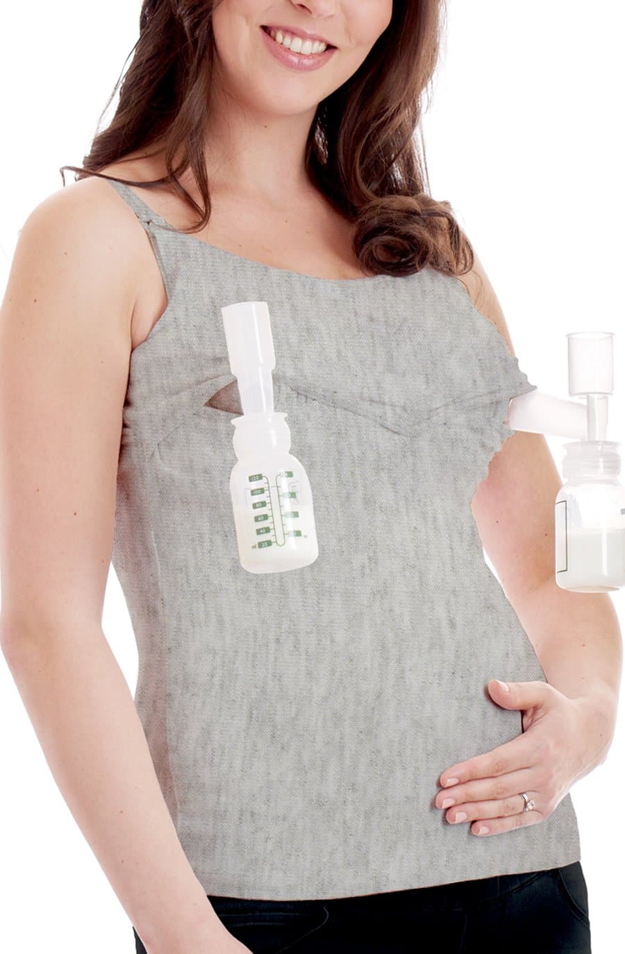 Full Coverage All-in-One Nursing and Hands Free Pumping Tank - Gray, XL