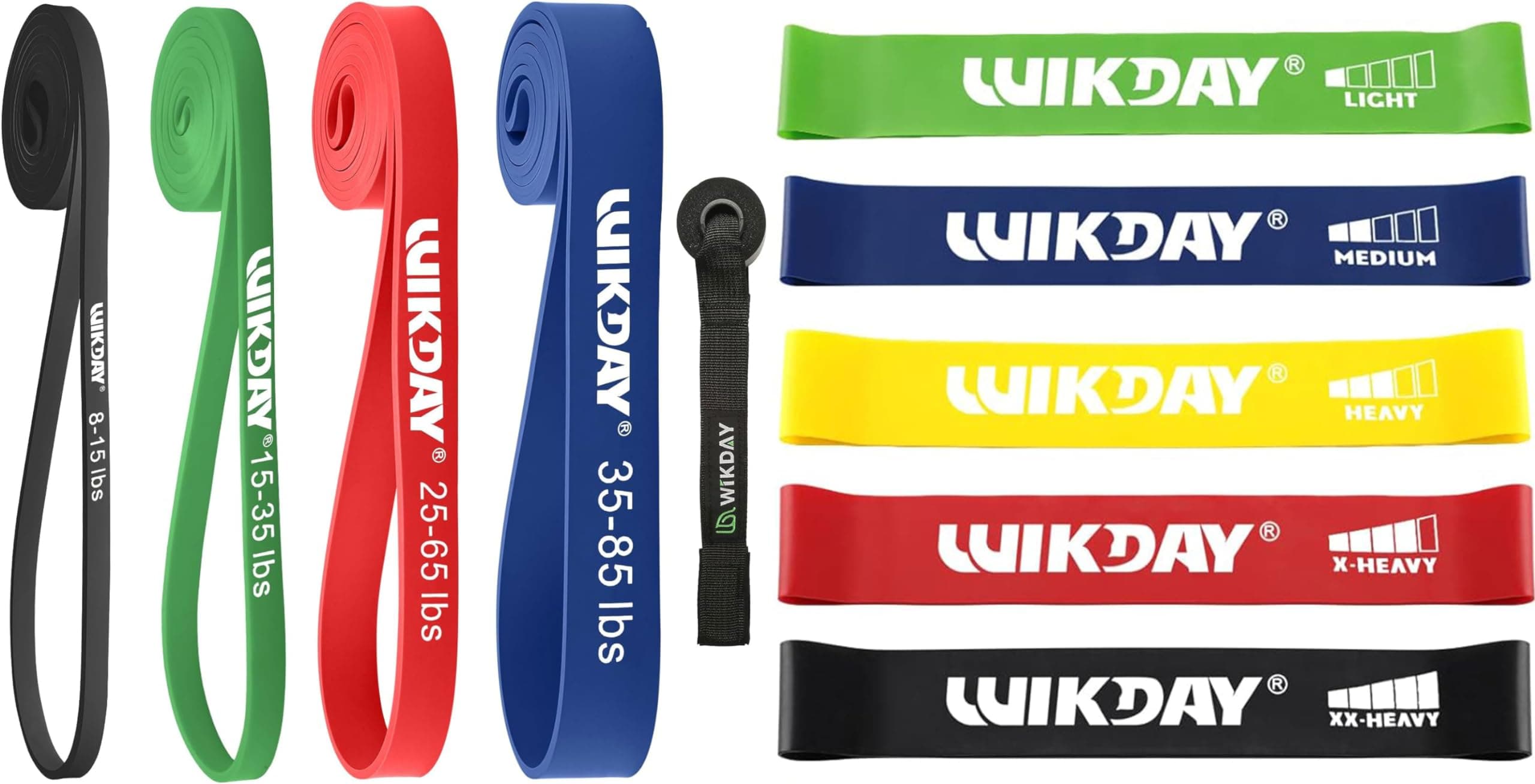 WIKDAY Resistance Bands for Working Out Exercise Loop Bands Set of 10 Pull Up Assistance Bands with Door Anchor for Body Stretching, Crossfit Training at Home/Gym for Men & Women