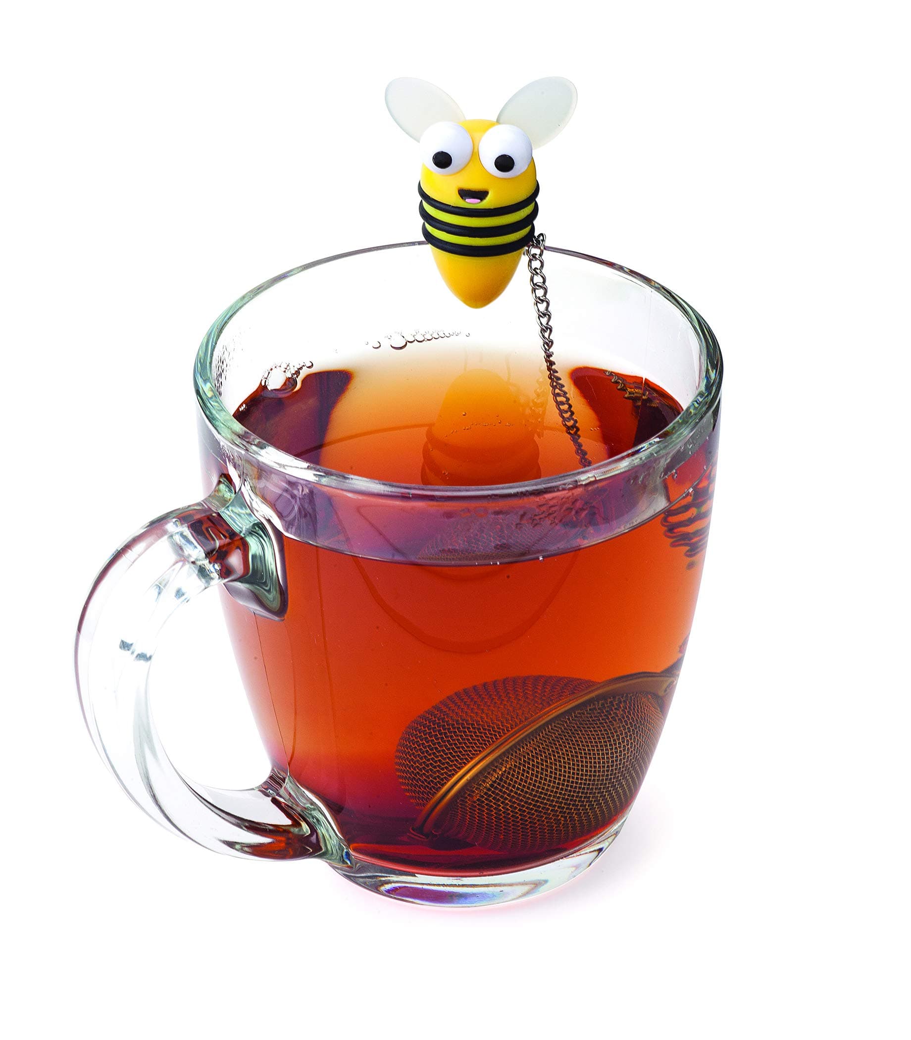 Bumble Bee Tea Infuser, Loose Leaf Tea Strainer with Stainless Steel Mesh and Hanging Bee Design, BPA-Free, Yellow