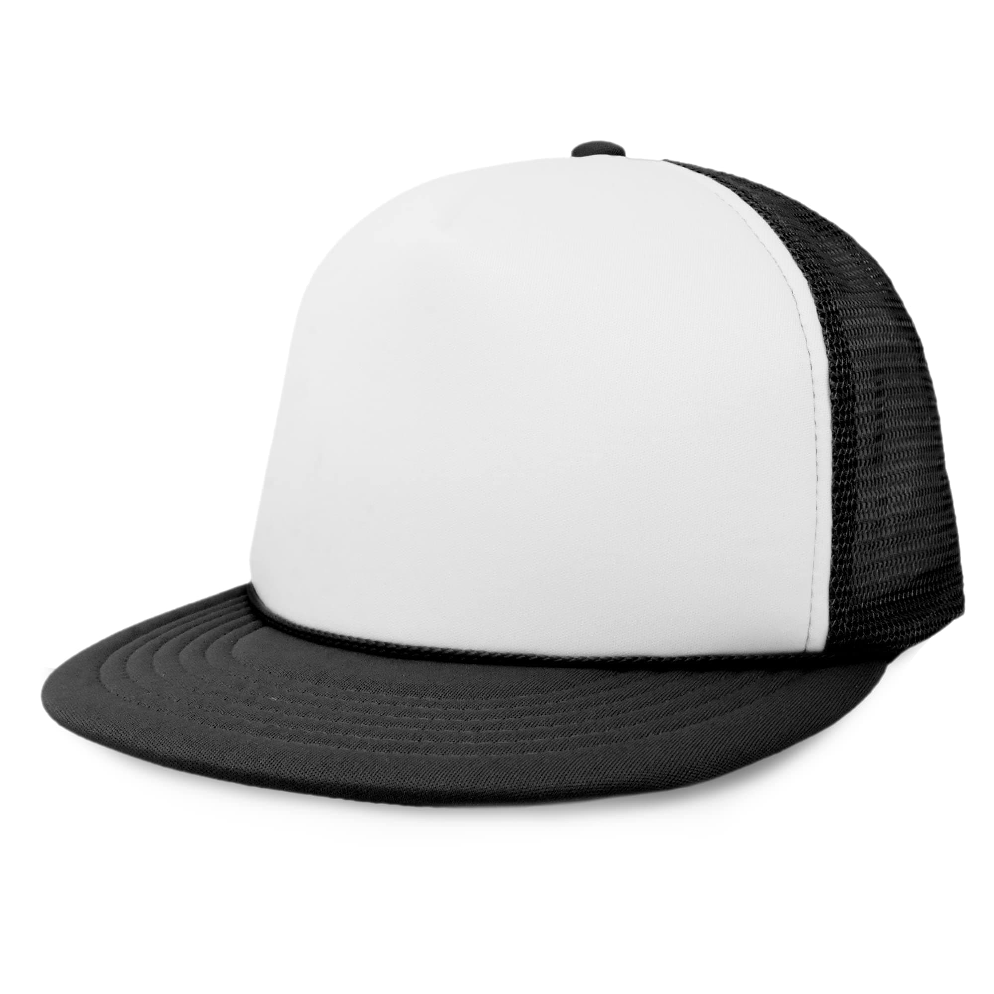 DALIX Flat Billed Trucker Cap with Mesh Back M L XL Adjustable Hat (in 14 Colors) Caps