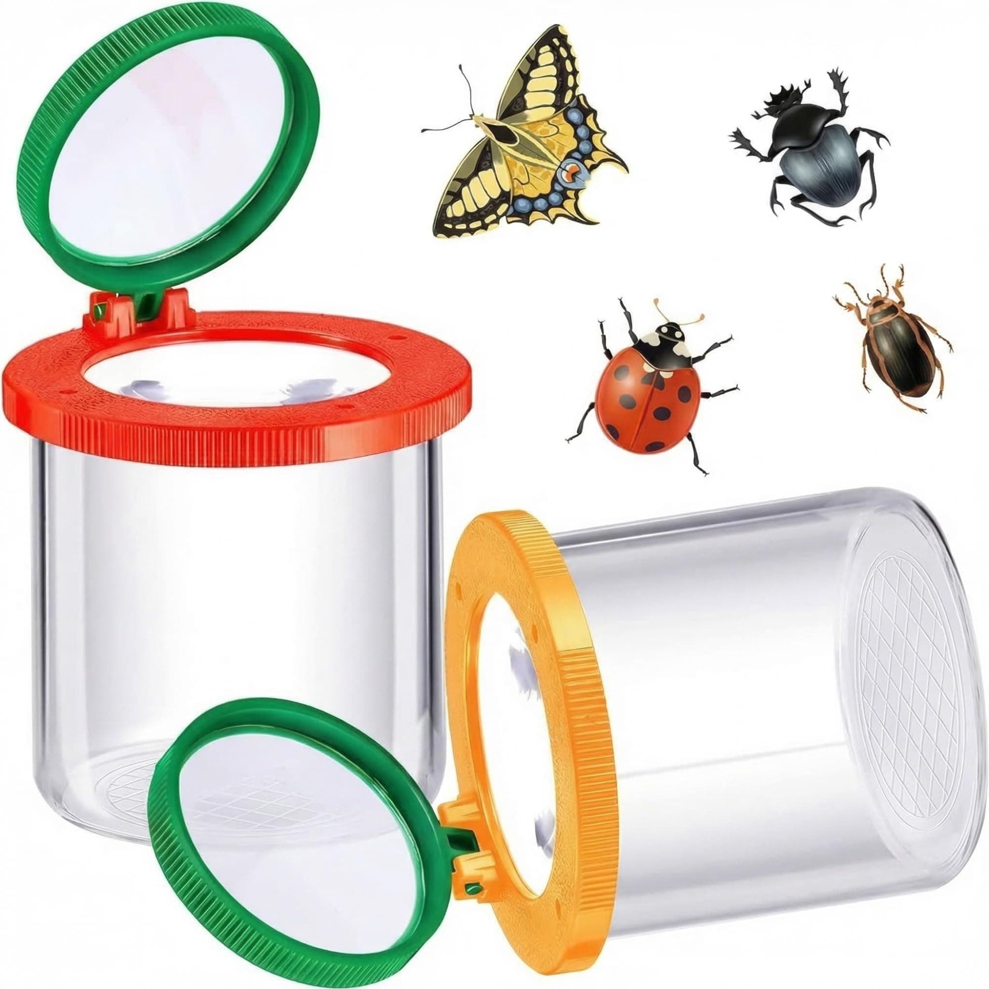 2 Pieces Bug Magnifying Insect Box Insert Viewer Bug Magnifier Container Critter Insect Cage Jar for Kids Children Science Nature Exploration Tool