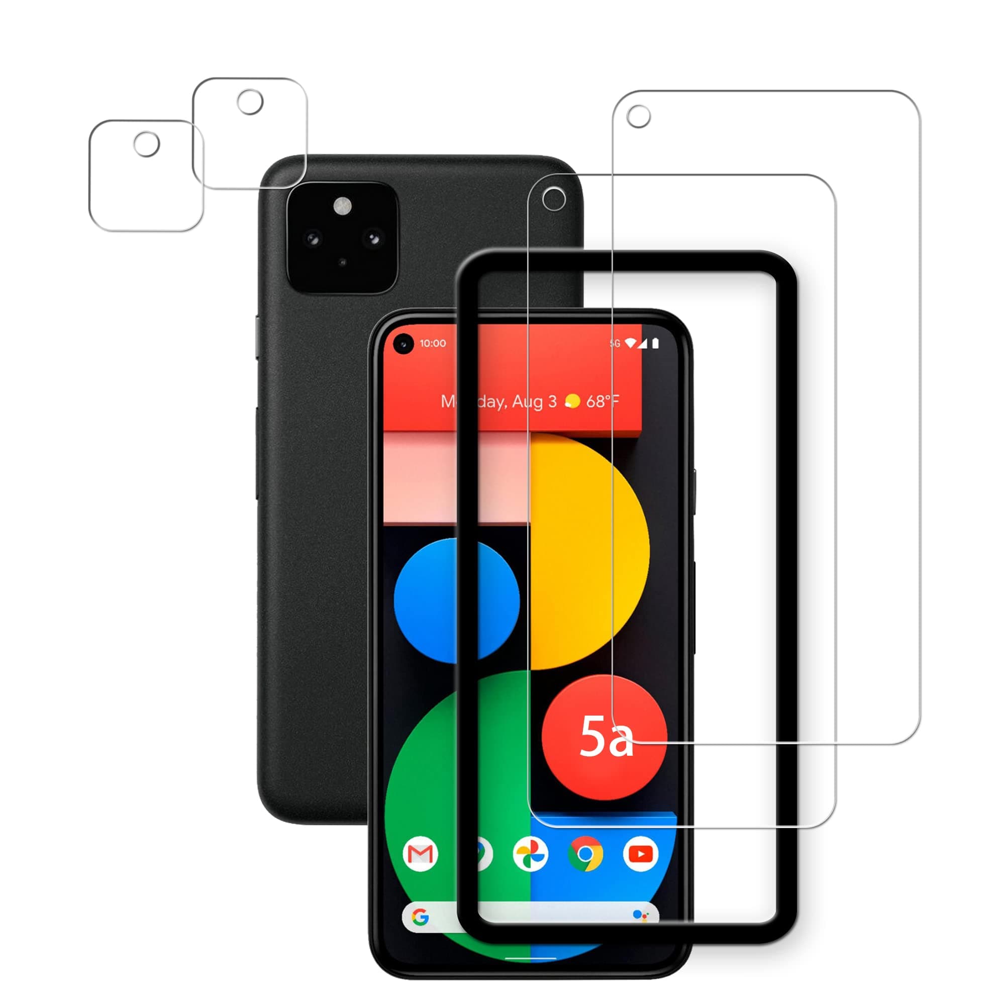 Easy Alignment Frame Designed For Google Pixel 5a 5G Tempered Glass Screen Protector 2-Pack Camera Lens Protector Film 2-Pack