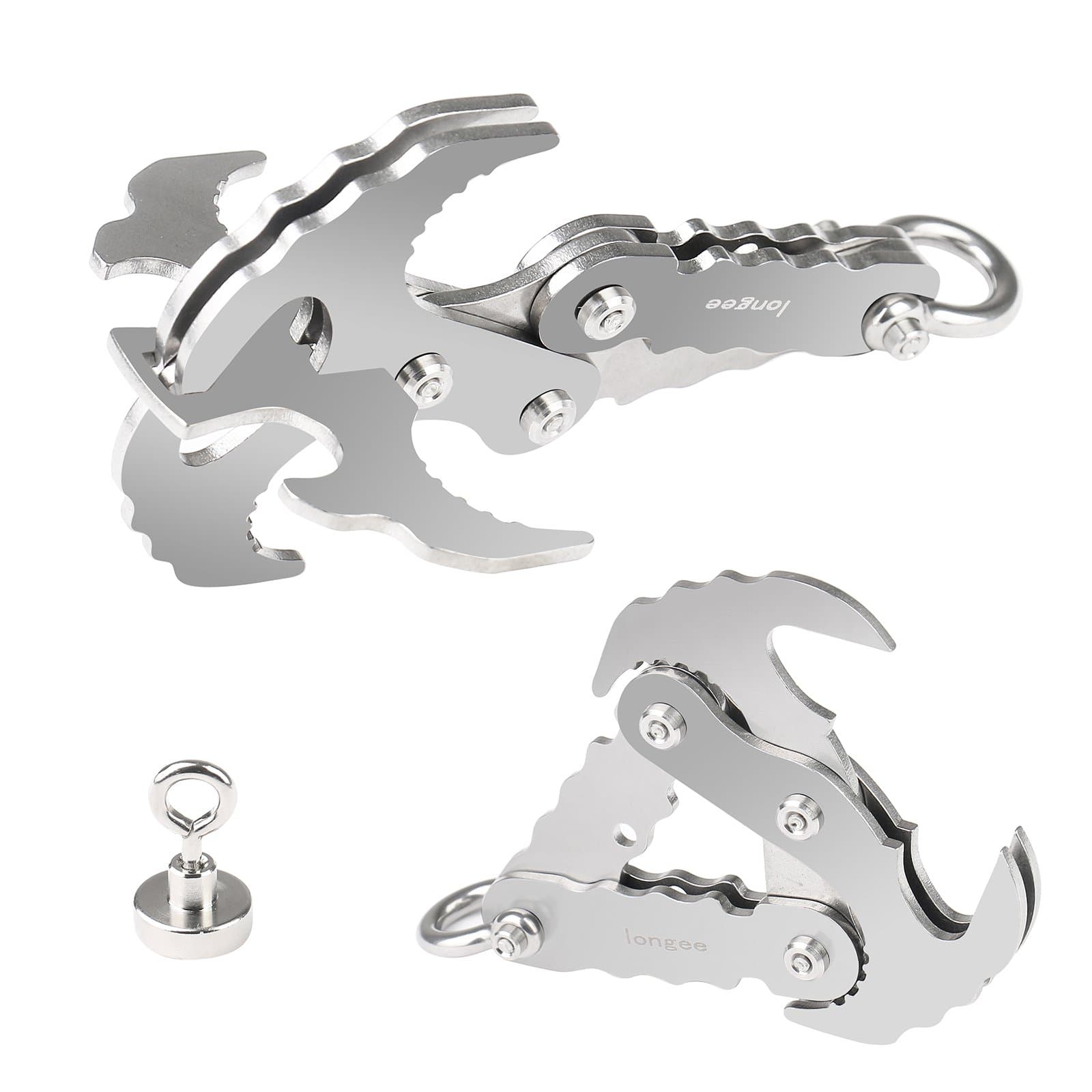 Grappling Hook - Multifunctional Gravity Hook Rock Climbing Equipment Survival Folding Climbing Claw, Stainless Steel Gravity Carabiner for Outdoor Life