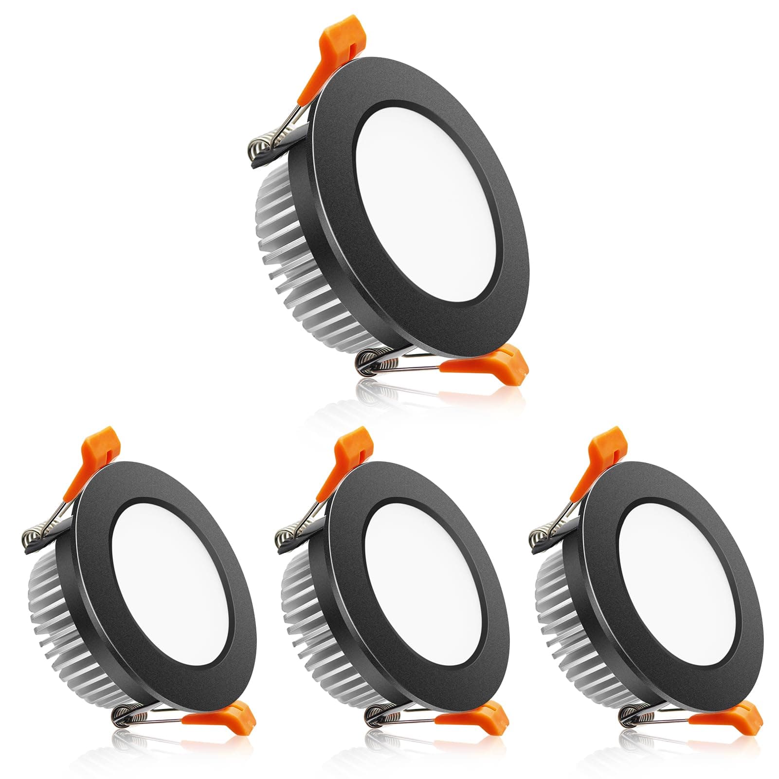 2 Inch LED Downlight, Recessed Lighting Dimmable Ceiling Light, 3W, 5500K Daylight White, CRI80 with LED Driver(35W Halogen Equivalent), Black 4 Pack