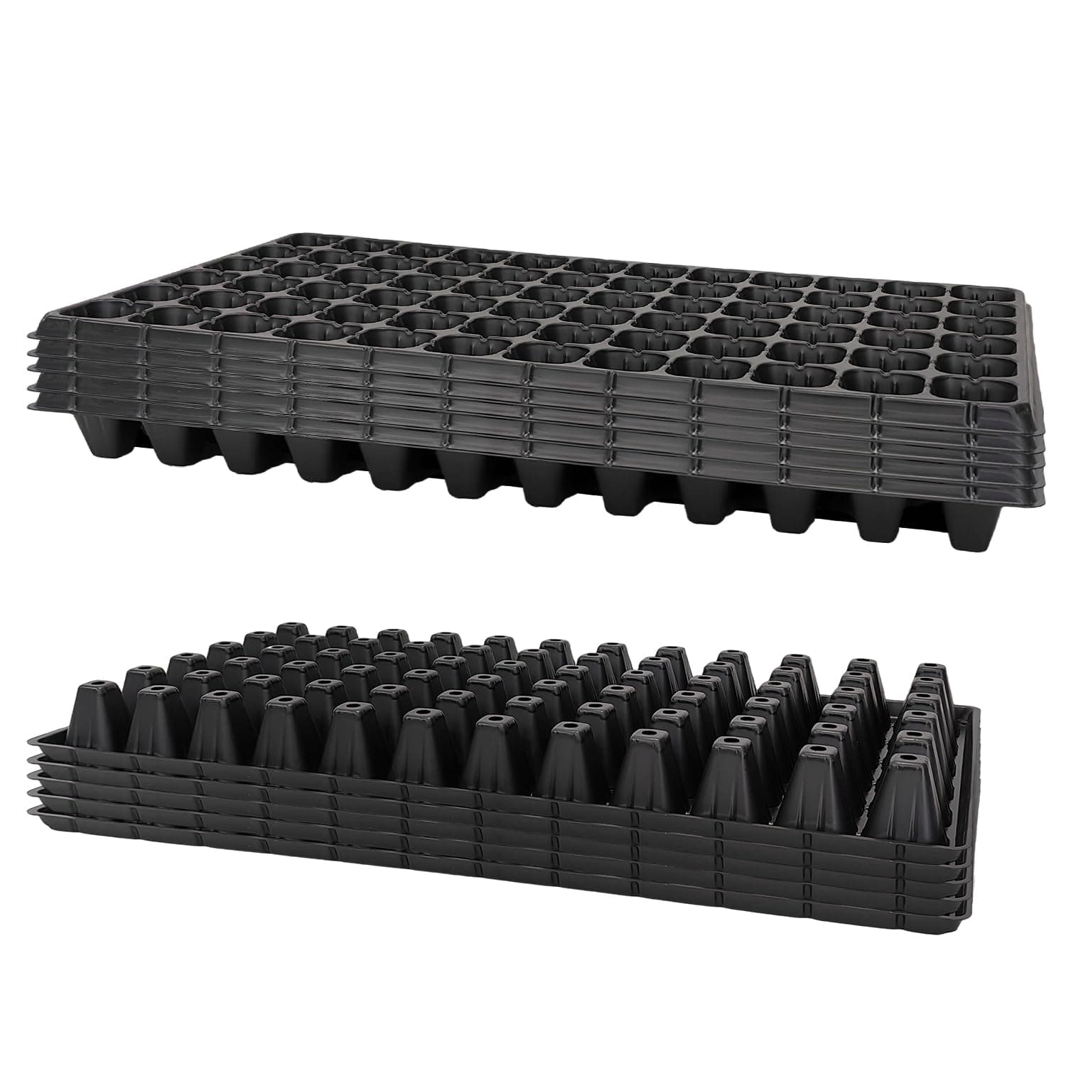 RooTrimmer 72 Cell Seed Trays, Thick Durable 72 Cell Plug Tray Seedling Plastic Nursery Tray for 1020 Flat Germination (10-Pack, 21"×11", 1.81" Height, Low)