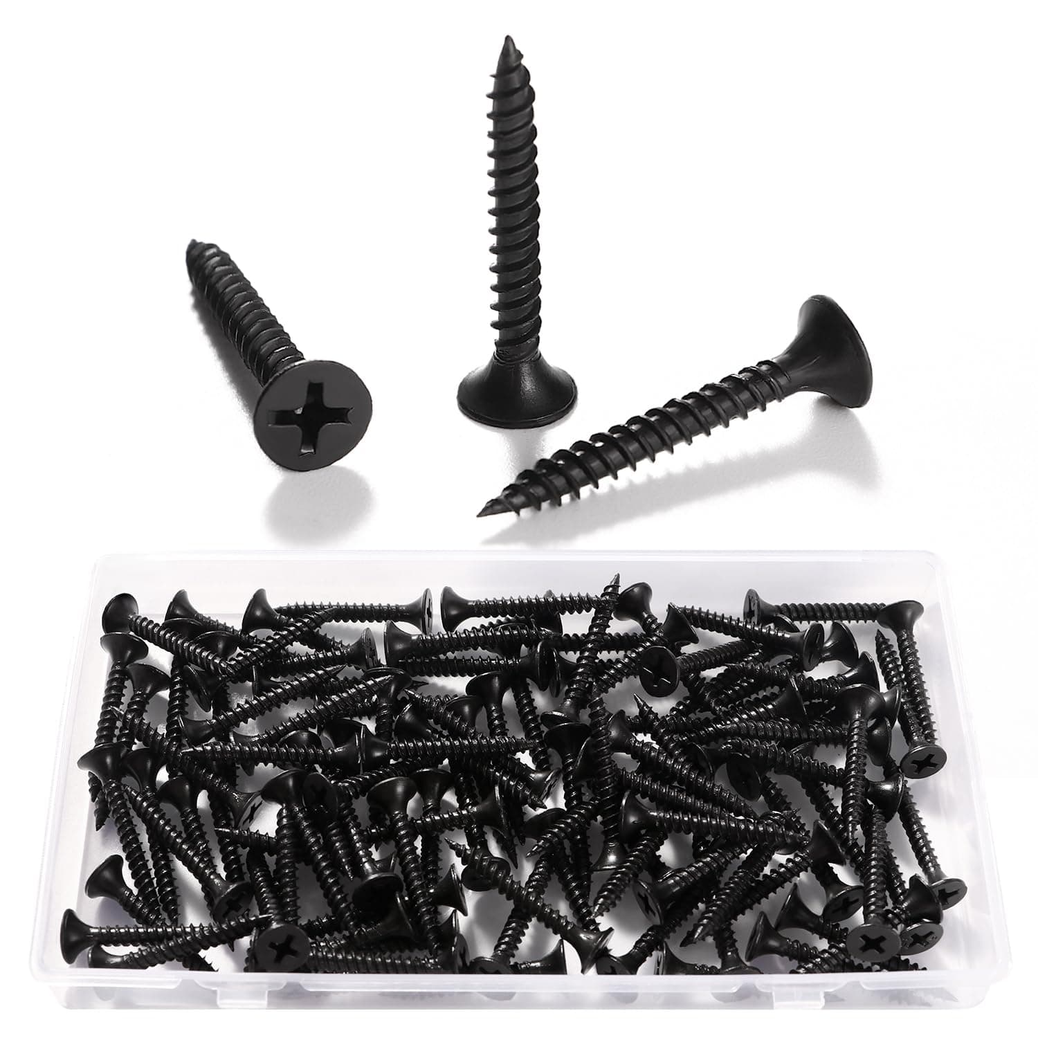 100 PCS M3.5 * 30 mm Coarse Thread Point Drywall Screws, Phillips Countersunk, Plasterboard Wood Screw, for Plasterboard, Drywall and Wood, Black