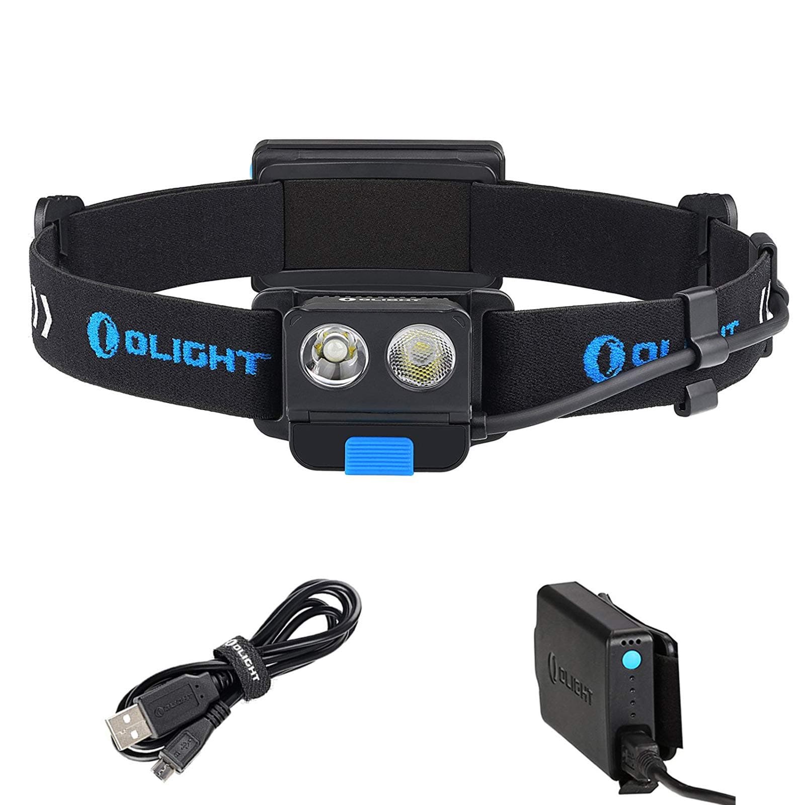 Olight H16 Headlamp Front Light LED Headlight Hand Wave Motion Activation Rechargeable LED Front Headlamp Battery Powered Helmet Light, with Battery Pack + BanTac Battery Case