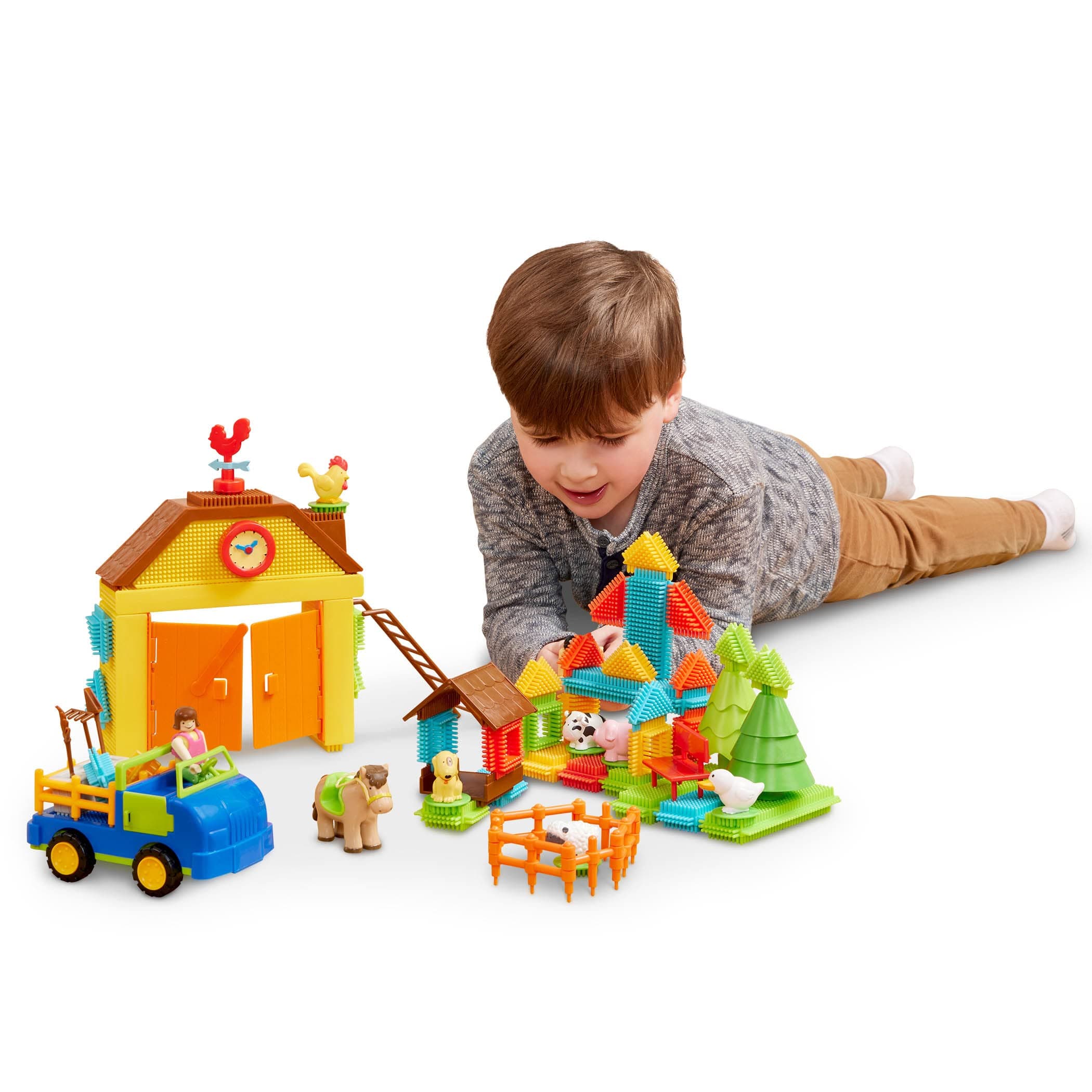 Bristle Blocks- STEM Interlocking Building Blocks- 67 pc Farm Playset- Developmental Toys for Toddlers & Kid- Barnyard Playset- 2 Years +