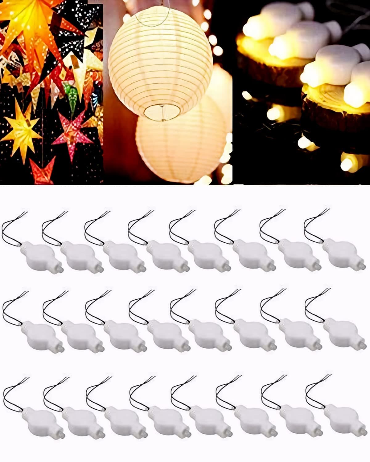 LOGUIDE Small LED Lights, 24 Pack, Battery Powered for Paper Lanterns,Balloons,Floral,Weddings & Festival Decorations (Warm White)