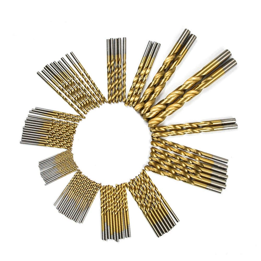 99PCS,Titanium Coated Twist Drill Bits Set,1/16"-3/8",Metal Drill